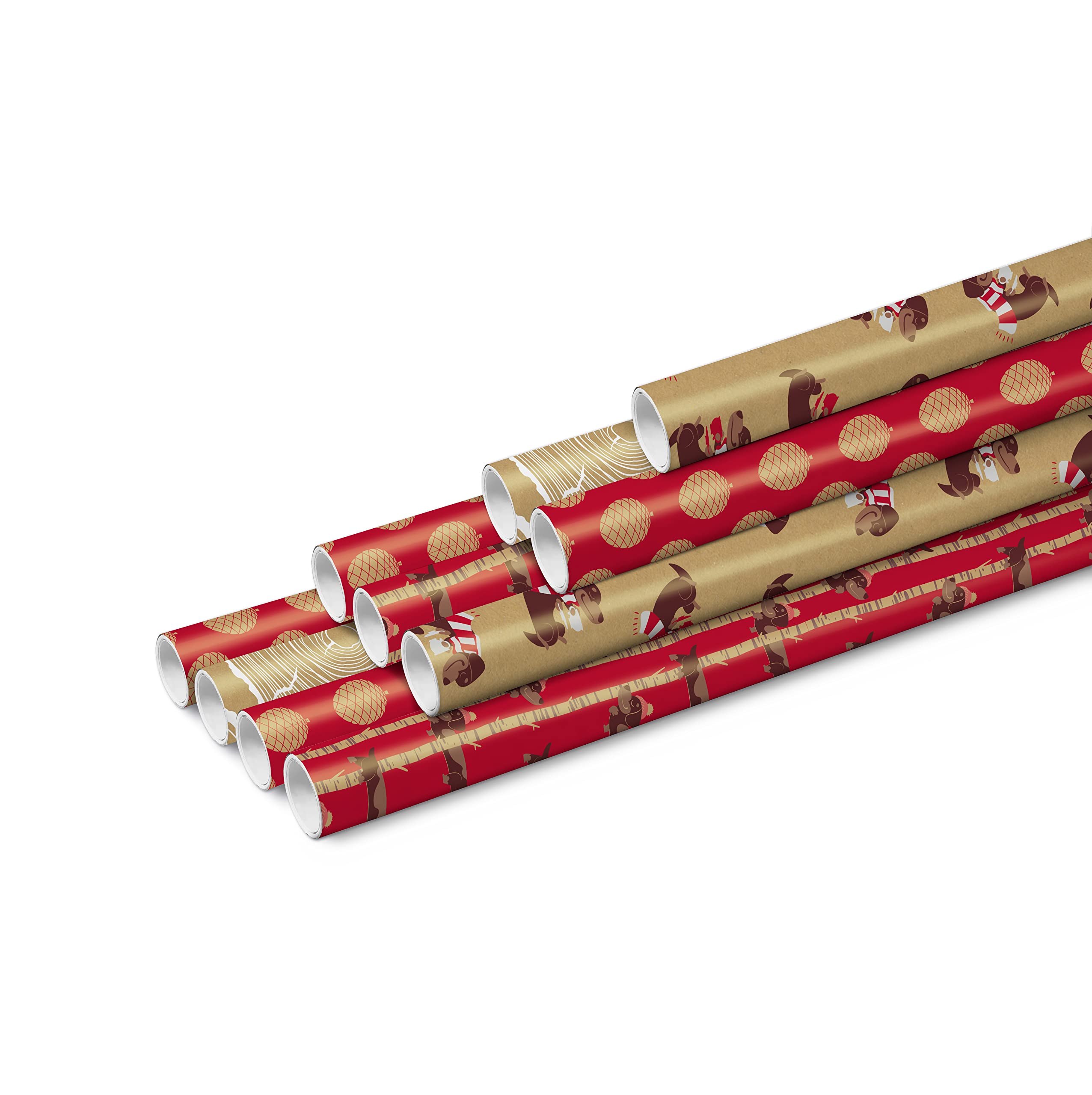Clairefontaine 223831AMZC - Karton mit 20 Rollen Geschenkpapier Kraftnatur 100 Prozent recycling Papier 5mx0m35 70g, sortierte Motiven, 20 Rollen
