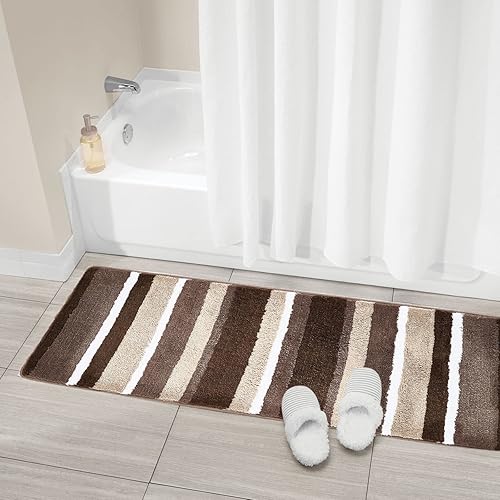 Miniatura 8 de mDesign - Alfombra de microfibra de poliéster para baño, bañera, ducha, tocador, absorbente de agua, lavable a máquina, incluye alfombrilla