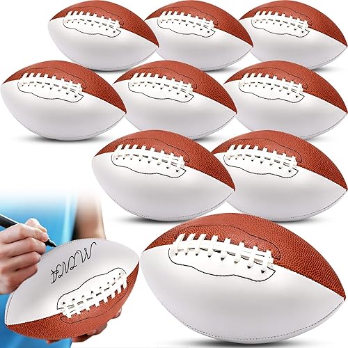 Jenaai 8.27in Autograph Football Blank White Panels Mini Official Size 3 Autograph Footballs Customized Signature Team Balls Trophy for Rugby Game