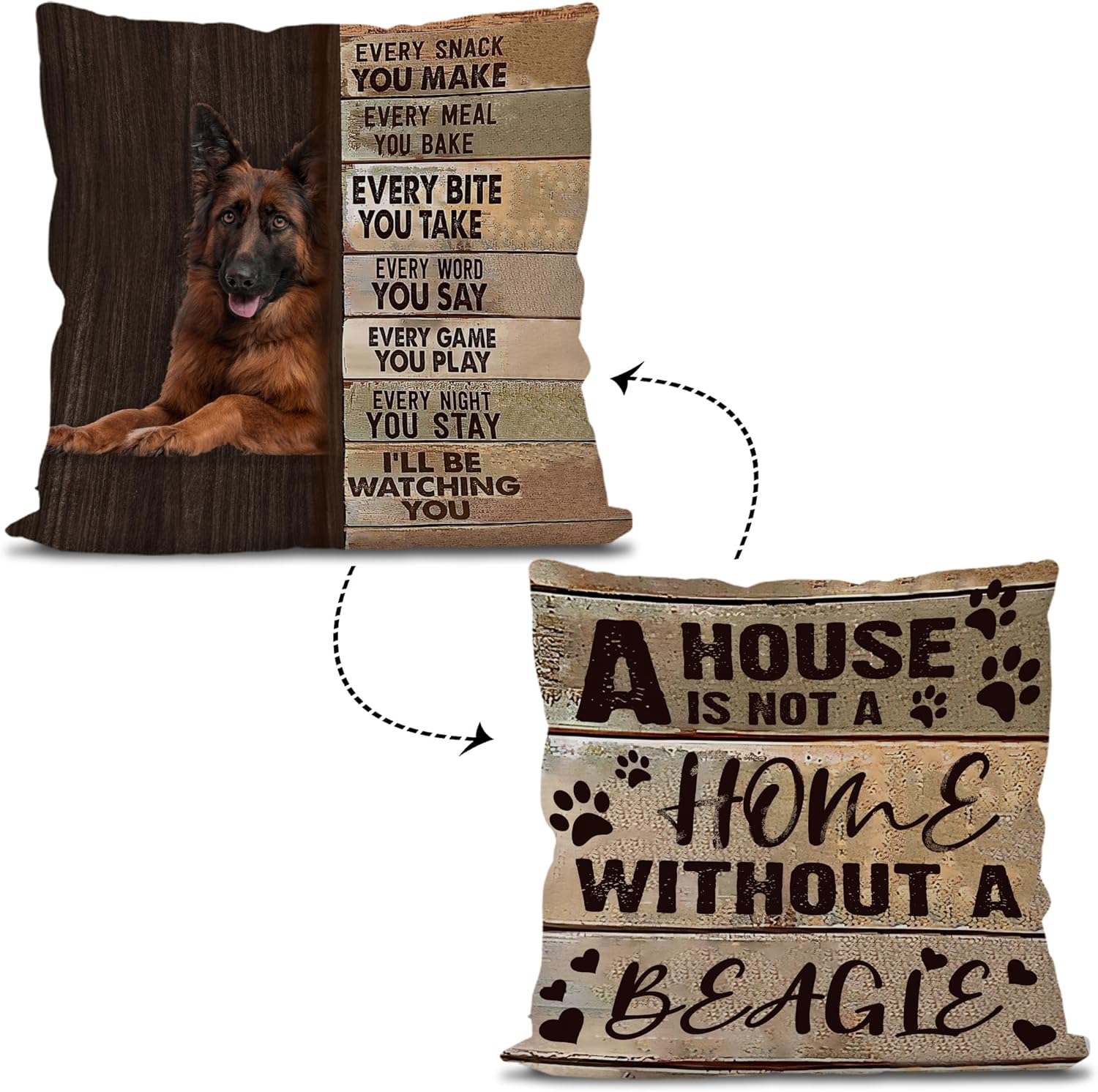 Knibeo German Shepherd Pillow Covers 18x18 Reversible