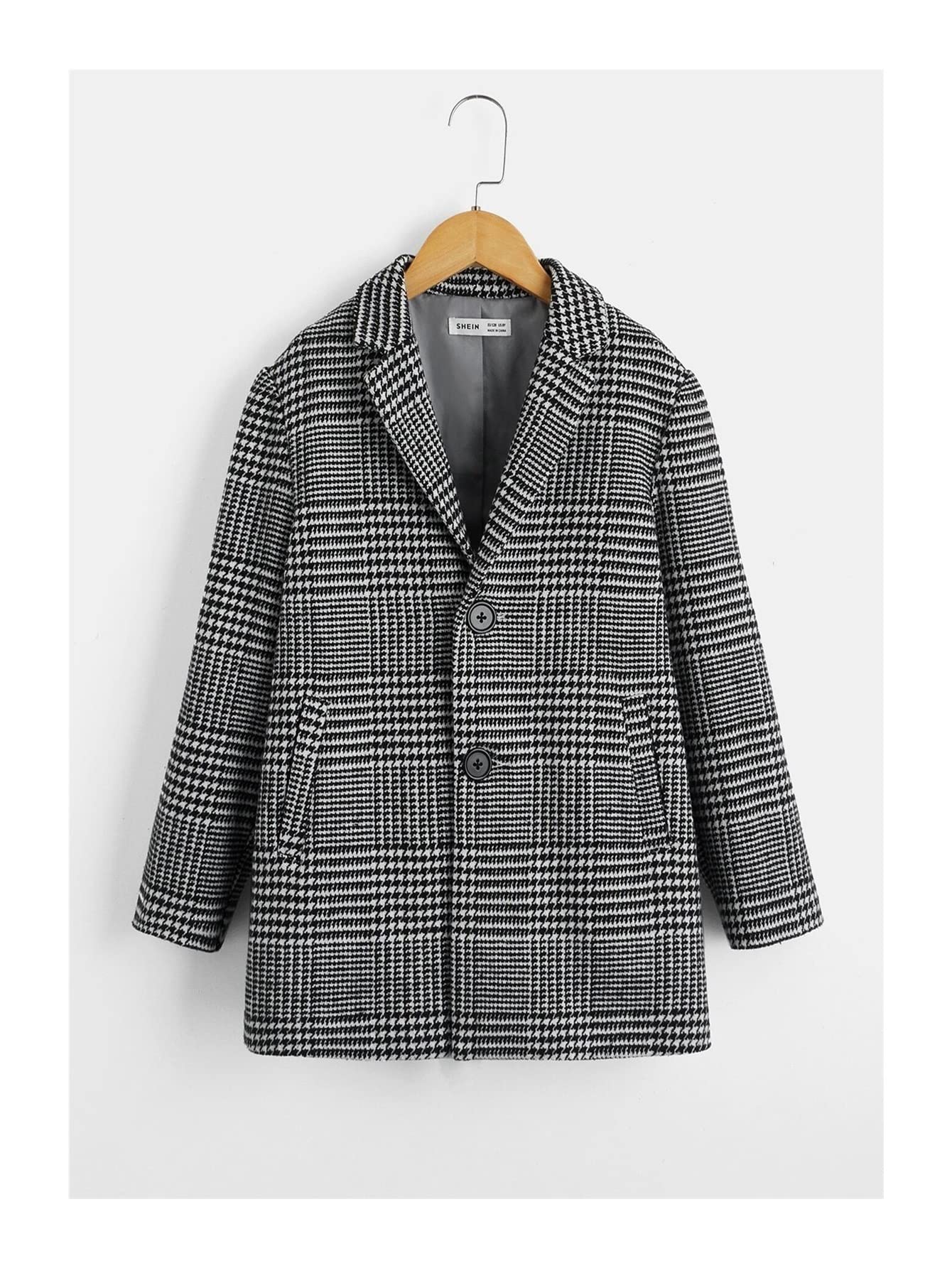 da Ragazzi Soprabito Pied de Poule Monopetto Senza Maglione (Color : Black And White, Size : 11-12Y)