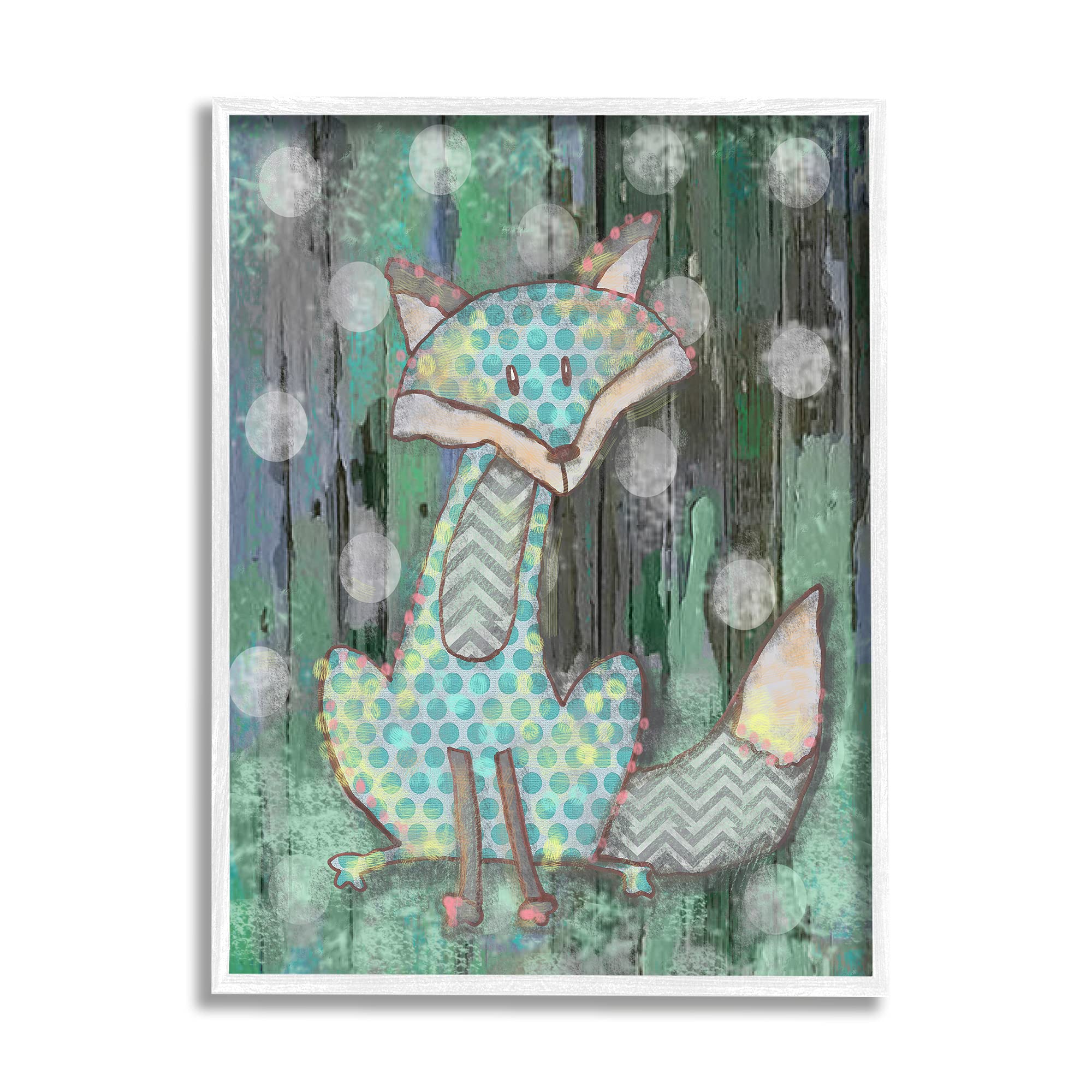 Stupell Industries Woodland Polka Dot Fox, Design by Reesa Qualia White Framed Wall Art, 16 x 20, Green