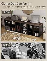 Vista 5 de DINZI LVJ Banco para zapatos, organizador de zapatos de 9 compartimentos para entrada, banco de almacenamiento con cojín, estante para zapatos