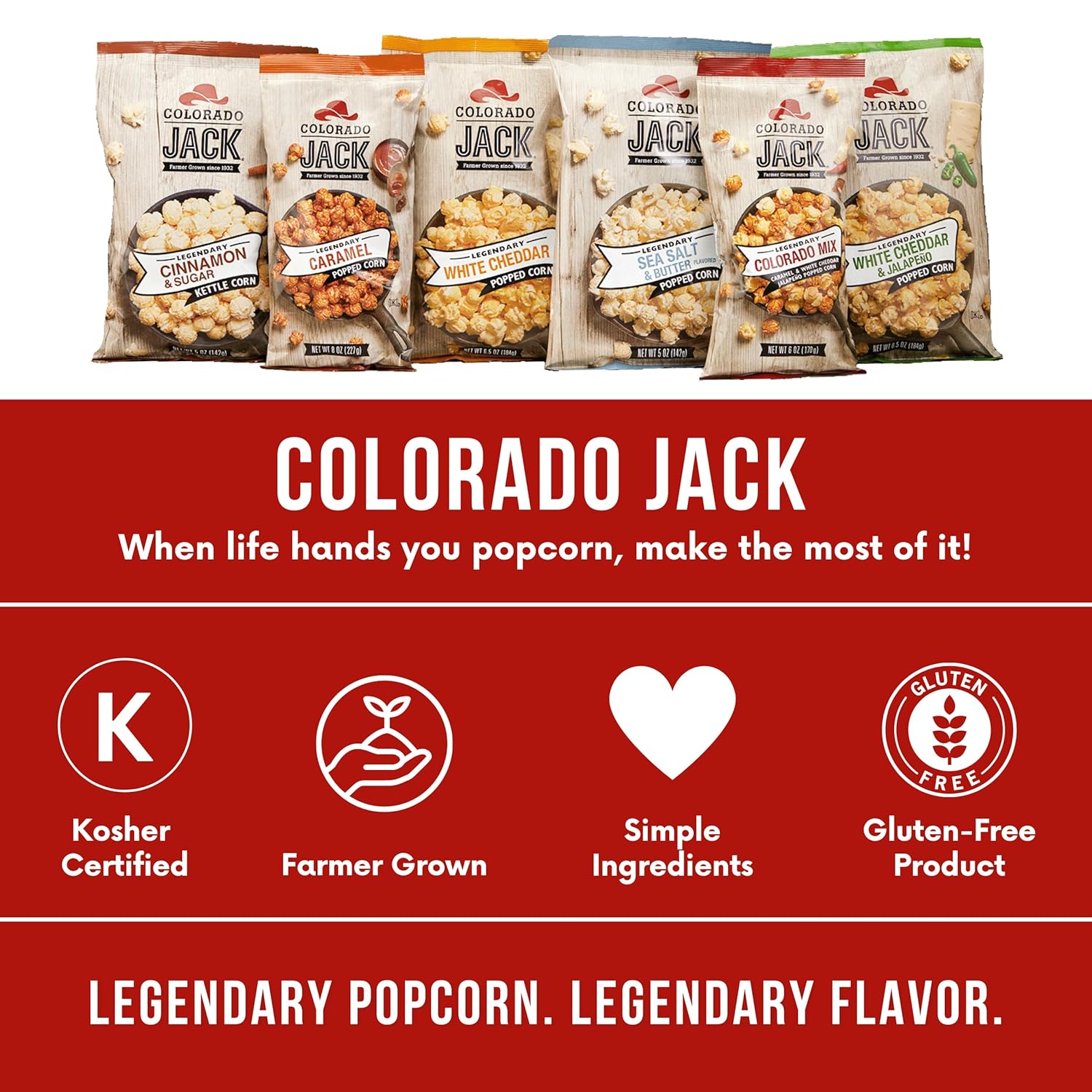 Colorado Jack Gourmet Caramel Popcorn: Real Butter & Vanilla, Farmer Grown, Delicious Snack Tasty Gift - No Corn Syrup & Gluten Free - Pack Size
