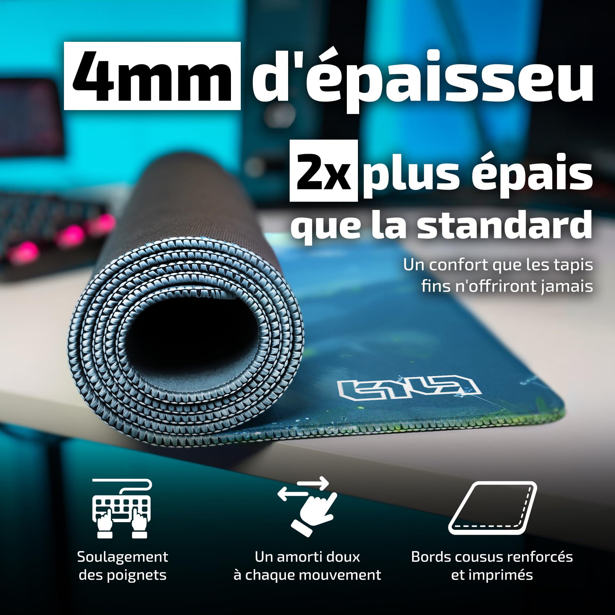Tilt Grand Tapis de Souris Gamer XXL 90x40 cm | Tapis de Bureau Gaming Anti-Dérapant | Mouse Pad Imperméable pour PC et Accessoires Gaming | Tapis de Clavier (Mountain Meditation)
