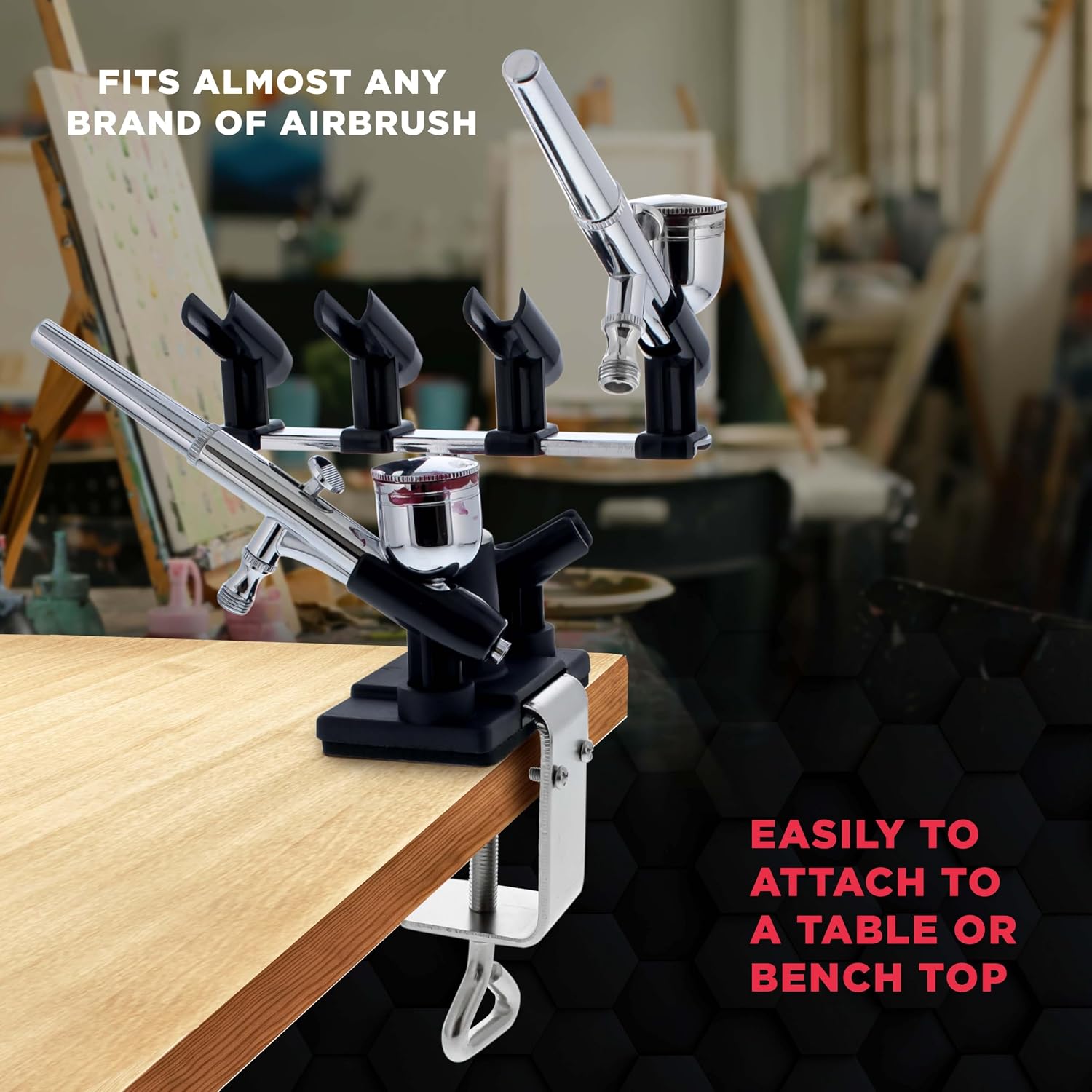 Master Airbrush Universal Clamp-On 6-Airbrush Holder - Airbrush Accessories & Supplies for Garage or Workspace