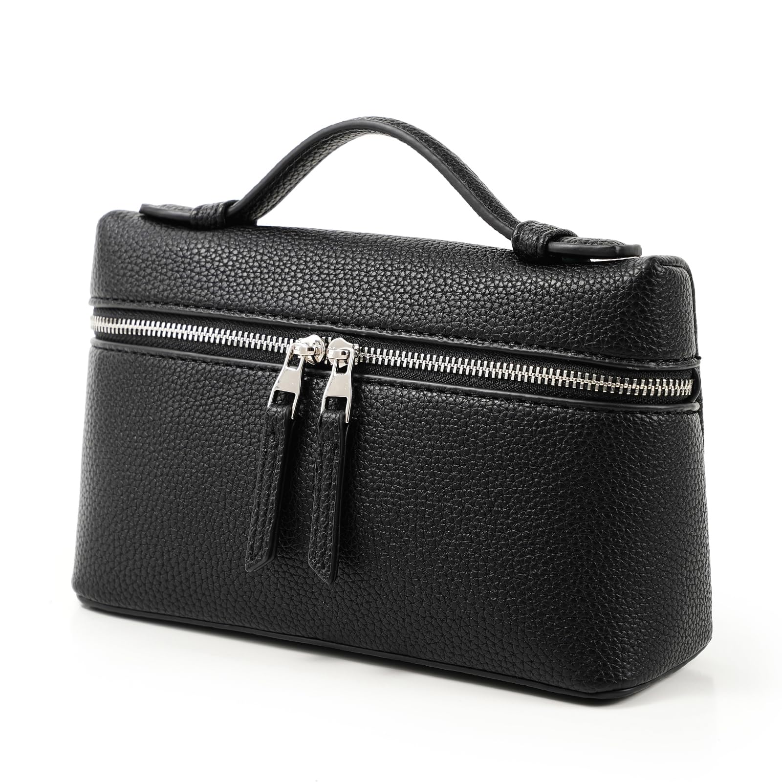 Crossbody Bag for Women, Small Top-Handle Leather Purse Designer Trendy Shoulder Bag Luxury Pouch, Black