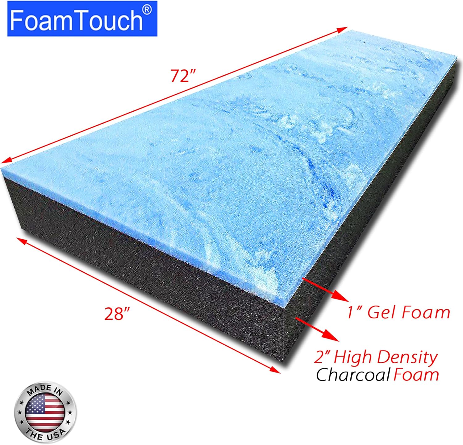 FoamTouch 3" Gel-Memory-Foam-Mattress No Cover