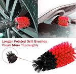 7 Pcs Drill Brush Set All Purpose Power Scrubber Cleaning Kit with Extend Attachment for Bathroom Surfaces, Grout, Floor, Tub, Shower, Tile, Kitchen and Car (Red)