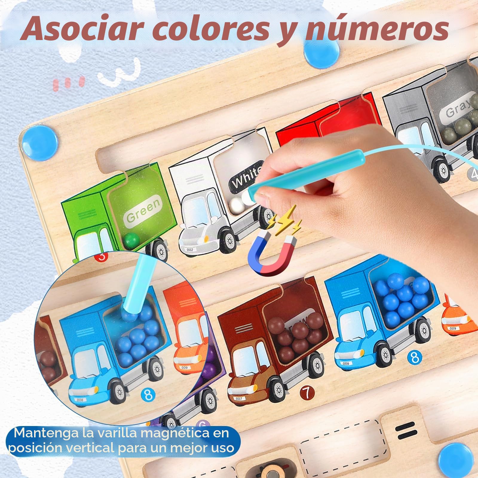 Juego de Laberinto magnético Infantil, Juguete Montessori, 30 x 22 cm, Juego de Laberinto de Madera, Juego Educativo Infantil, Regalo para niños y niñas de 2 a 5 años