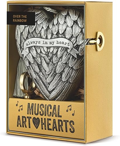 Miniatura 6 de DEMDACO Art Hearts Collection Always in My Heart - Alas de ángel gris pizarra, 3.5 x 3.5 pulgadas, corazón de arte musical de metal con llave
