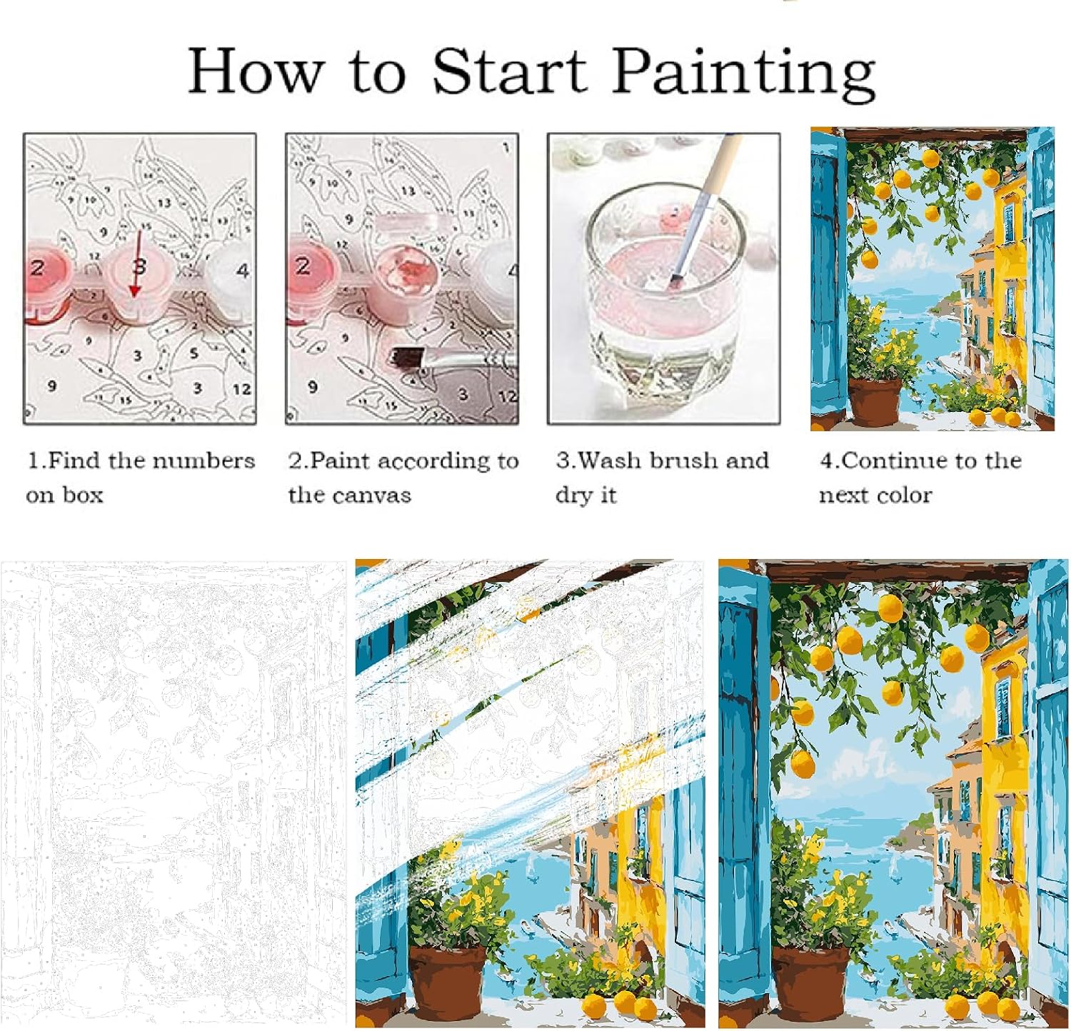 ZRIZQ Paint by Numbers Kit for Adults Beginners,Landscapes DIY Painting Set,Relaxing Creative Craft Activity,16x20 Inch-Lemon Tree