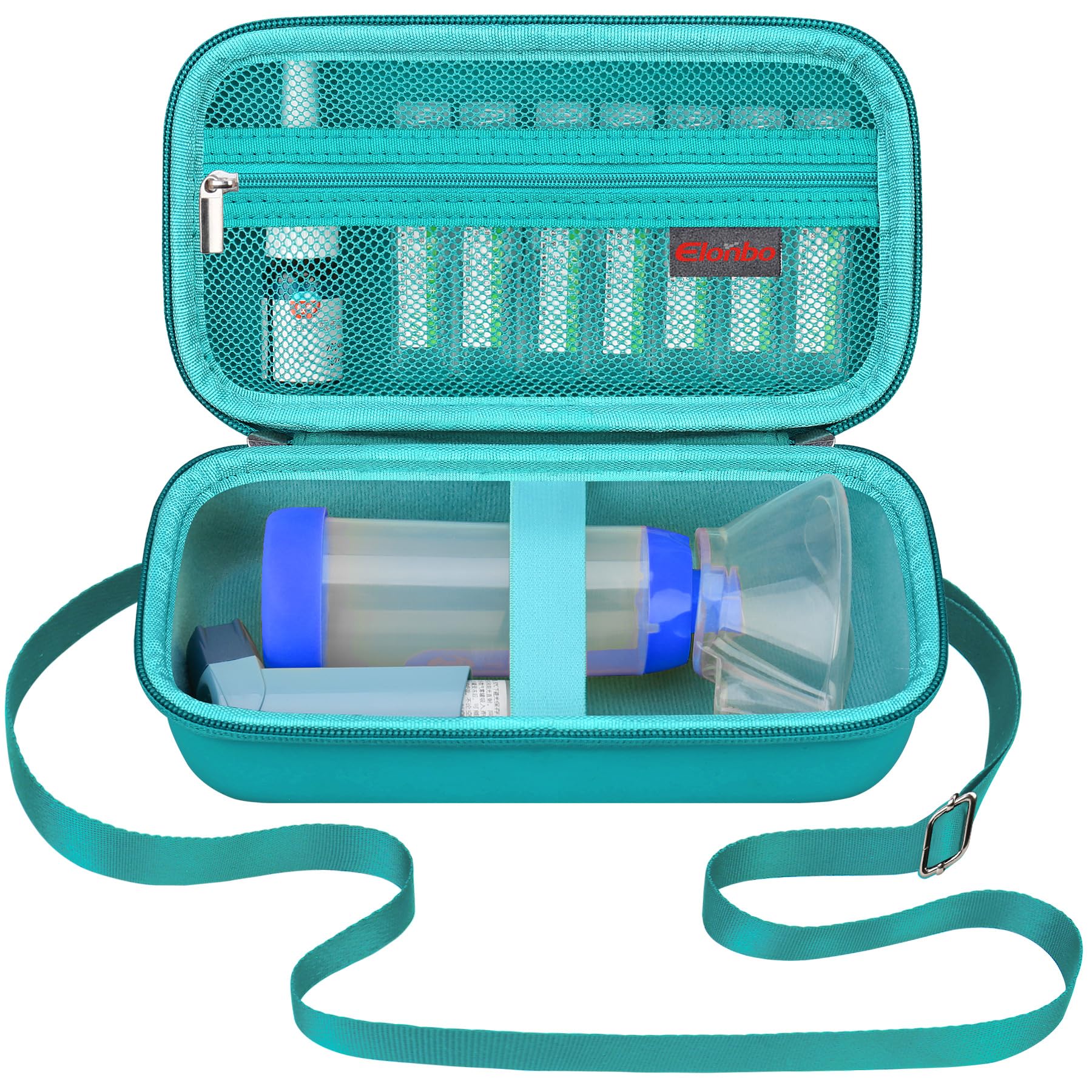 Elonbo Inhalador de asma con Caja, Junta de inhalador para niños y Adultos, mascarilla, Soporte de inhalador Bolsa de Tejido de Viaje de asma, Verde (Solo Caja)