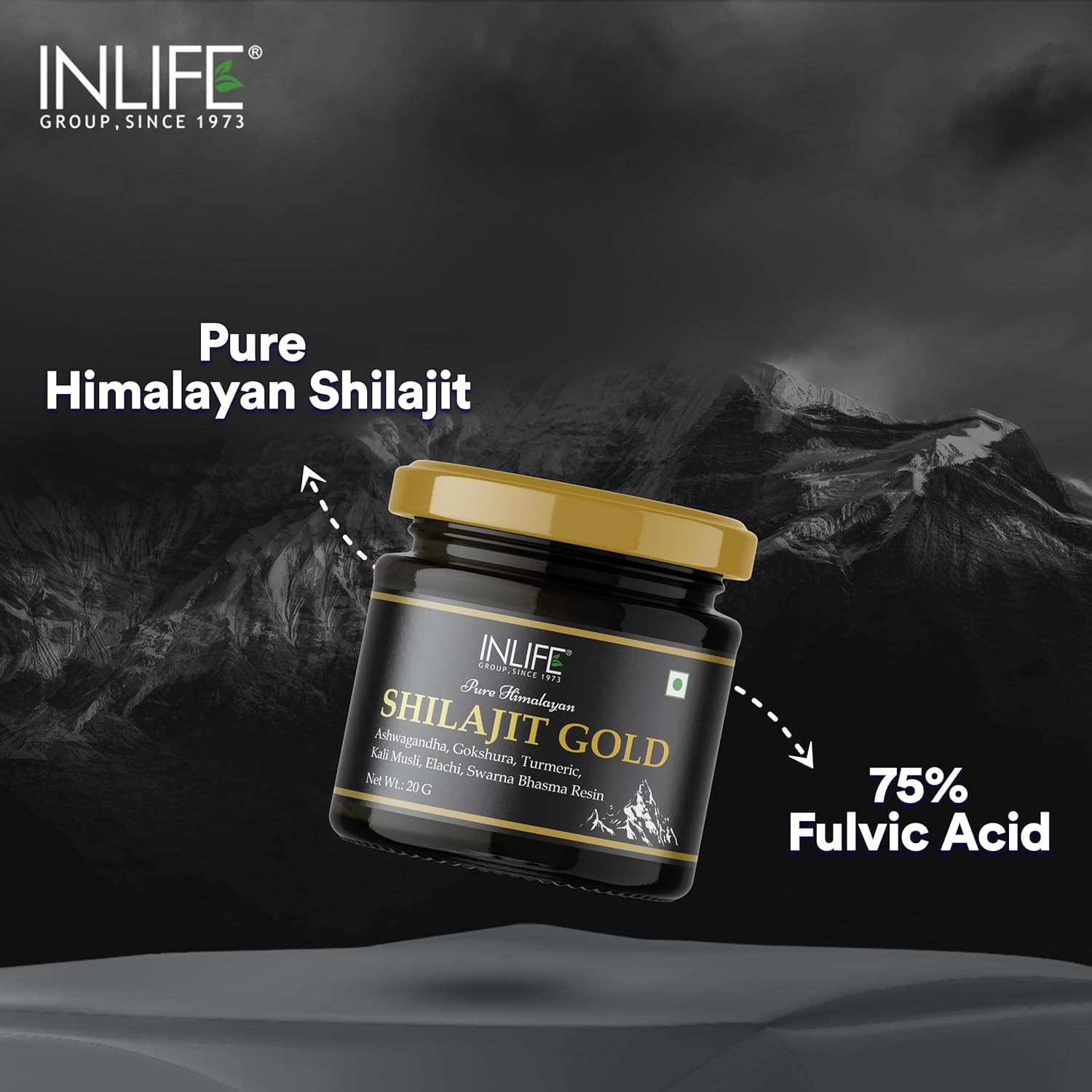 INLIFE Shilajit Gold 20g | Original Himalayan Shilajeet Resin with Ashwagandha, Tribulus, Turmeric, Kali Musli for Strength, Endurance & Stamina | 75% Fulvic Acid | Lab Tested Ayurvedic Supplement (Pack of 1) INLIFE Shilajit Gold 20g | Original Himalayan Shilajeet Resin with Ashwagandha, Tribulus, Turmeric, Kali Musli for Strength, Endurance & Stamina | 75% Fulvic Acid | Lab Tested Ayurvedic Supplement (Pack of 1)