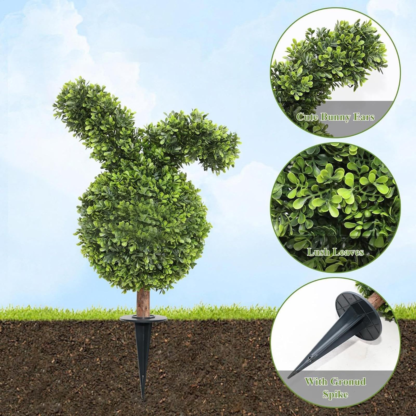 Piante artificiali di bosso per esterni, albero realistico da 71 cm, piante finte da esterno con picchetto, per fioriere da interni, giardino, cortile, decorazione pasquale