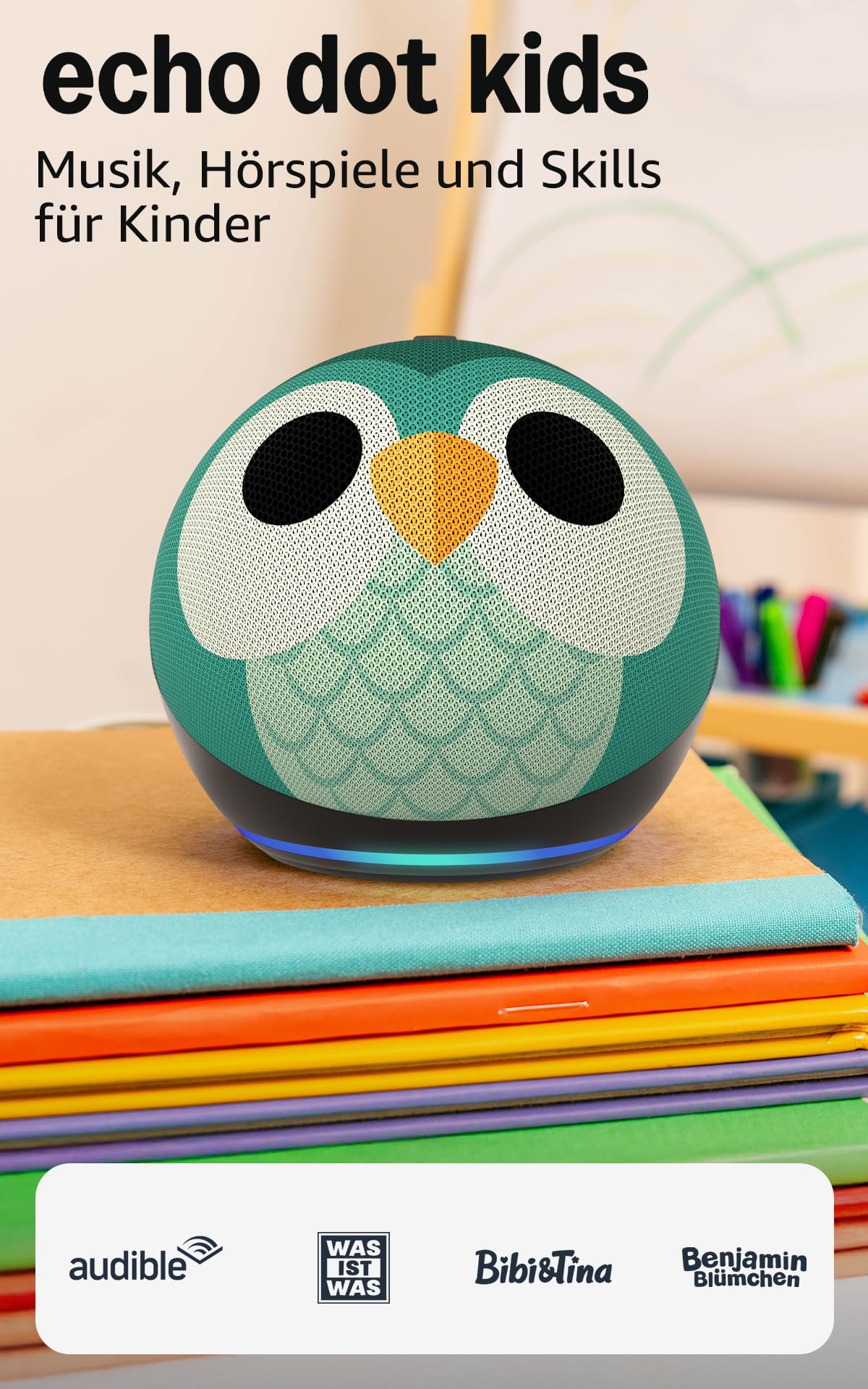 Echo Dot Kids (newest gen) | Wi-Fi and Bluetooth smart speaker with Alexa | With 1 year of Amazon Kids+ content | Owl