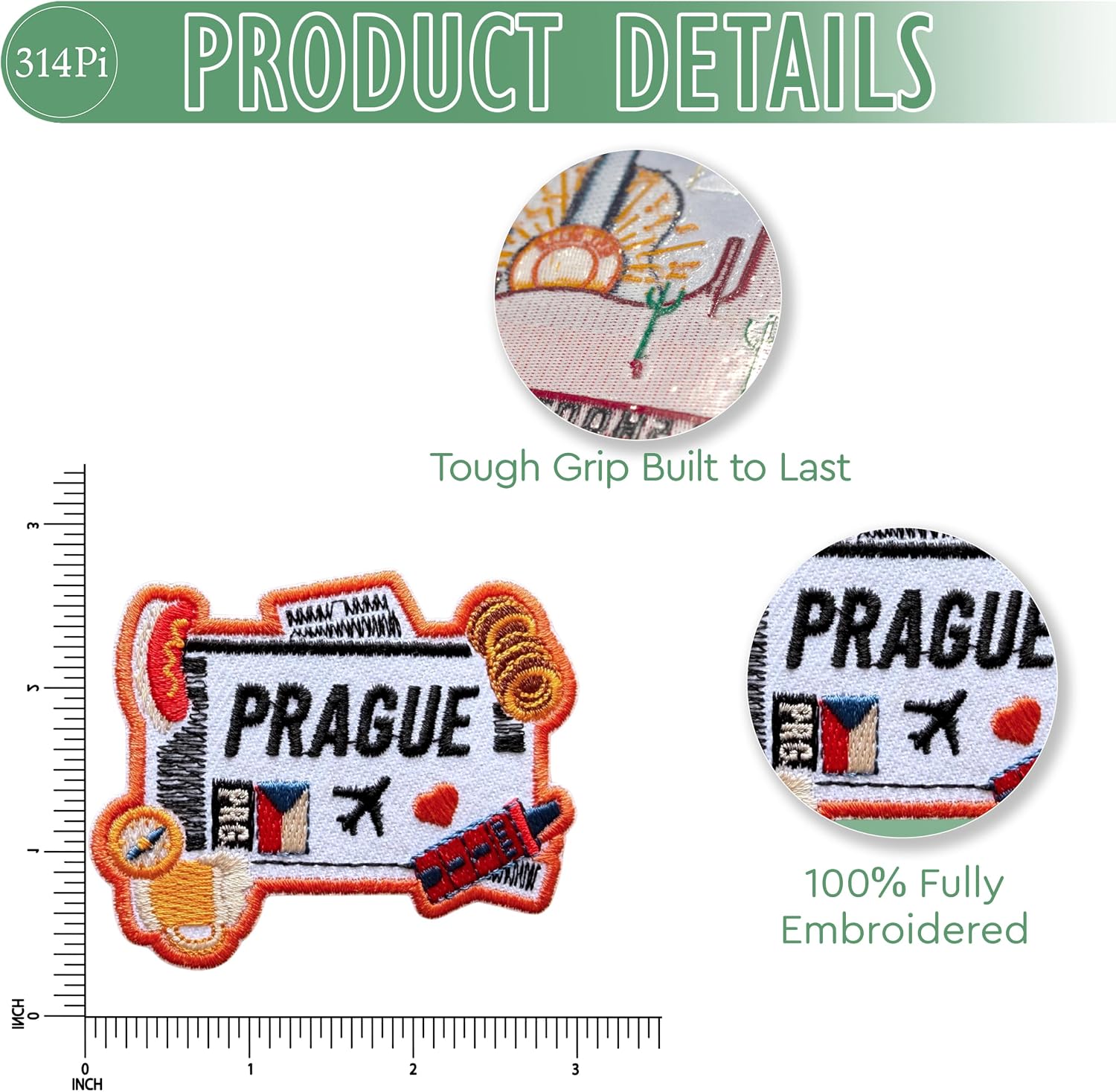 314PI Prague Czech Boarding Pass Embroidery Patch, Size 3" Vintage Travel Ticket Patch, Iron/Sew on Embroidered Patch for Backpack Clothes, Aesthetic Travel Souvenir Gift for Wanderlust Lovers image 3