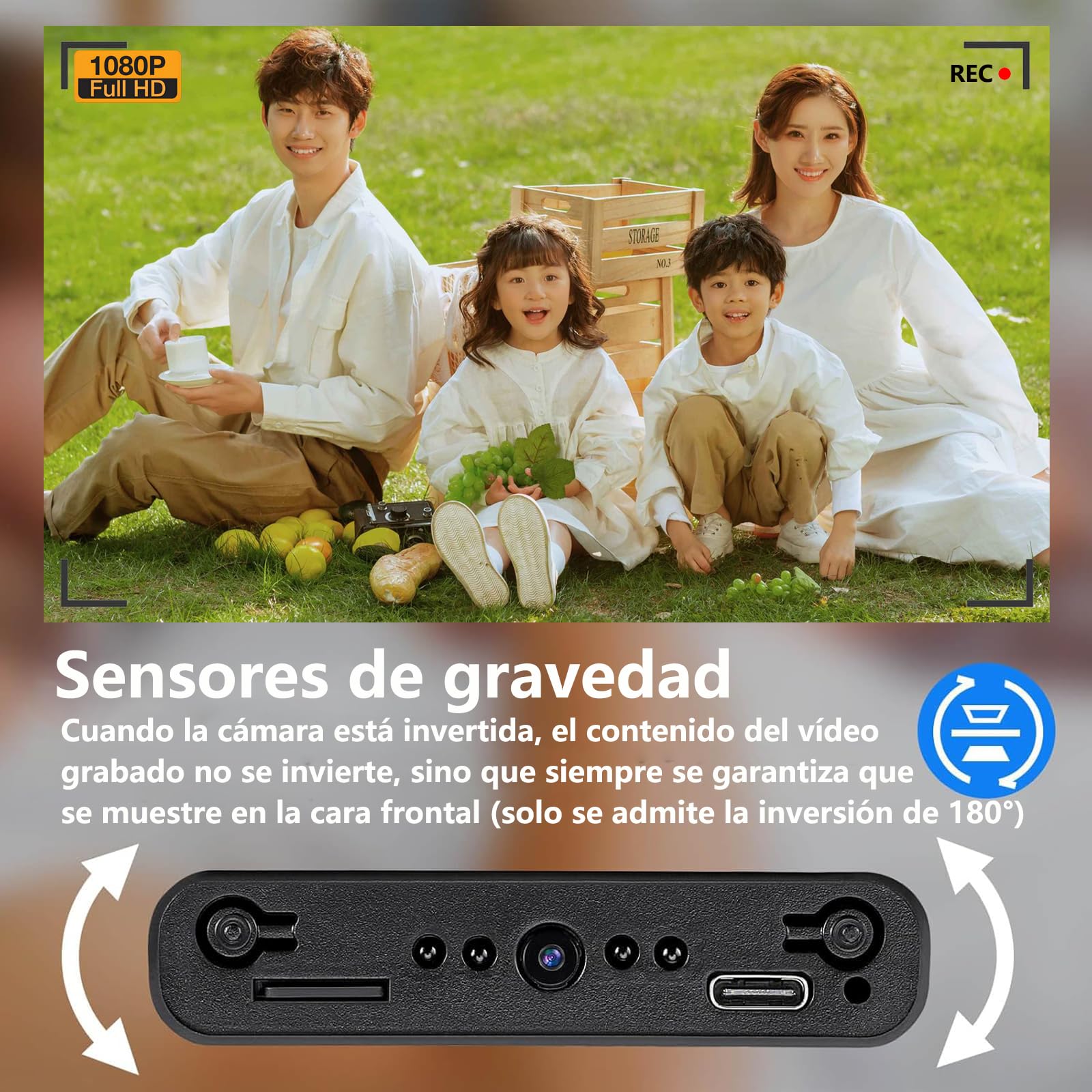 1080p Mini Camara Espia,Cámara espía Oculta Oculta, Cargadores portátiles10.000 mah, 55 Horas, Soporte para detección de Movimiento y grabación Circular sin WiFi.