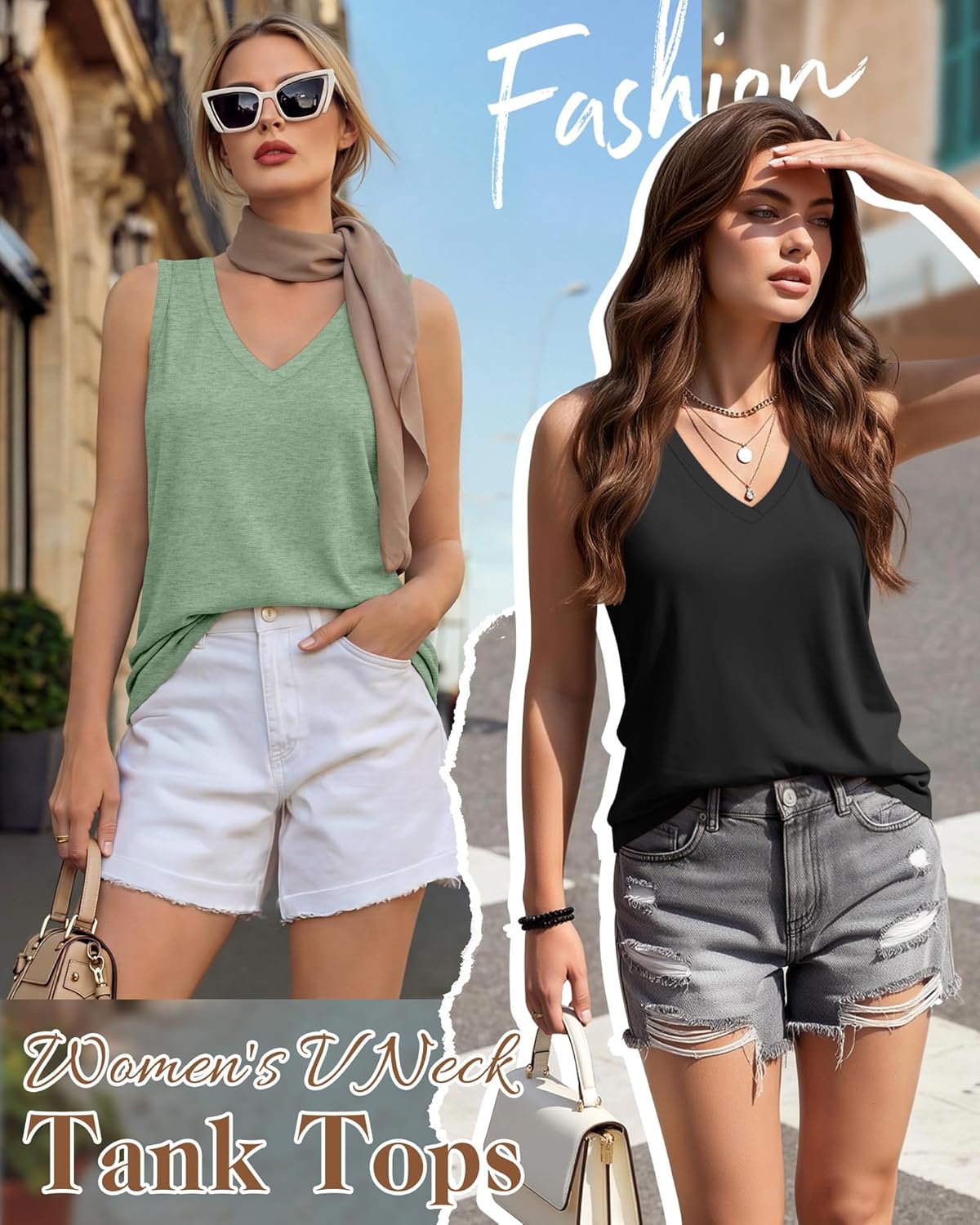 Huukeay 3 Pack Women's Tank Tops V Neck Loose Fit Casual Sleeveless Shirts Summer Flowy Trendy Basic Tee 2026 Fashion - Image 3