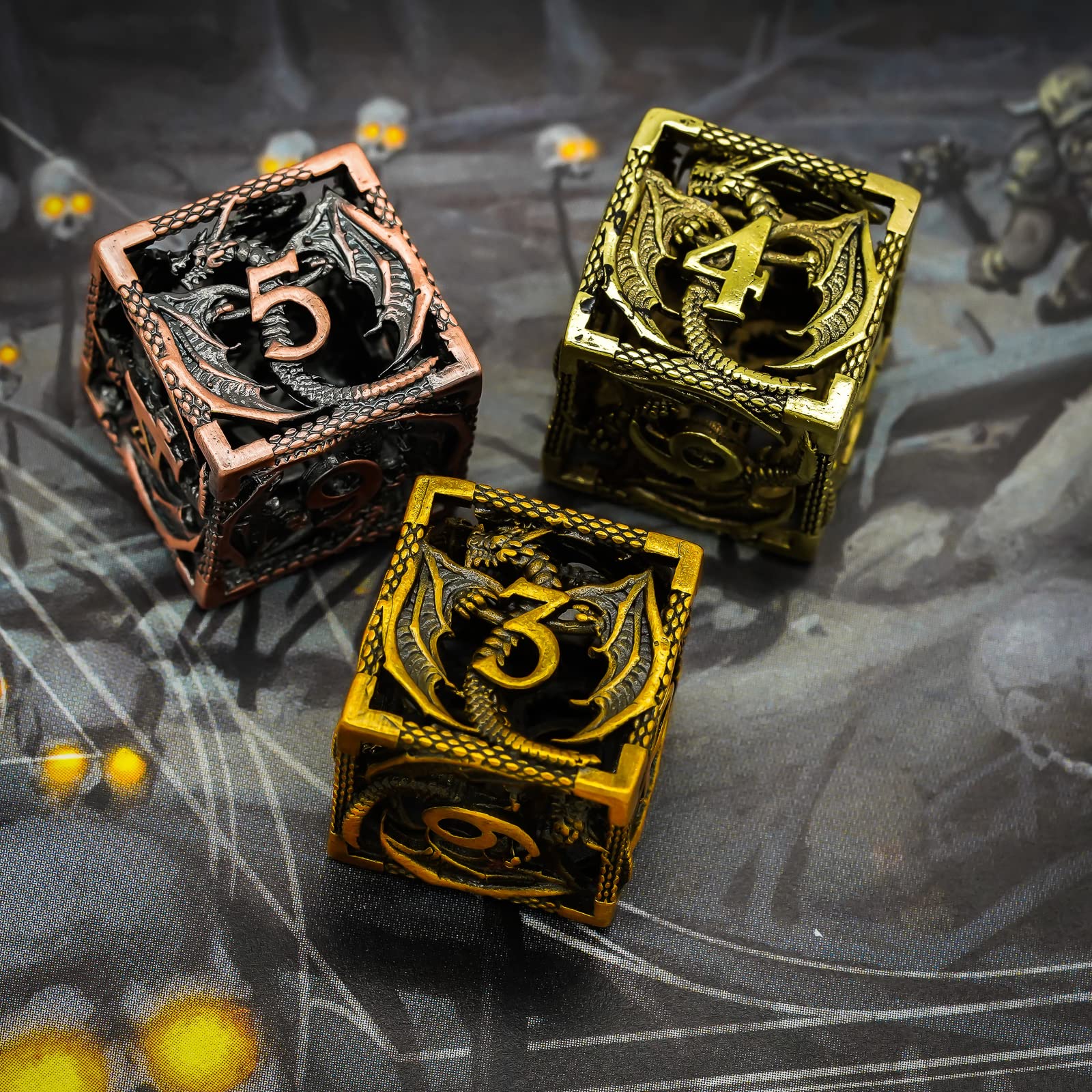 Würfel Hohlmetallwürfel, Fliegender Drache D & D. Würfel 7 Stück DND. Würfel, polyedrale Würfel-Set, for Rollenspiel Spiel MTG Pfadfinder Gezinkte Würfel (Size : Red)