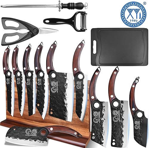 Miniatura 30 de XYJ Juego de cuchillos de cocina profesional con cuchillas forjadas de acero de alto carbono, cuchillo de chef, cuchilla, cuchillo de tallar