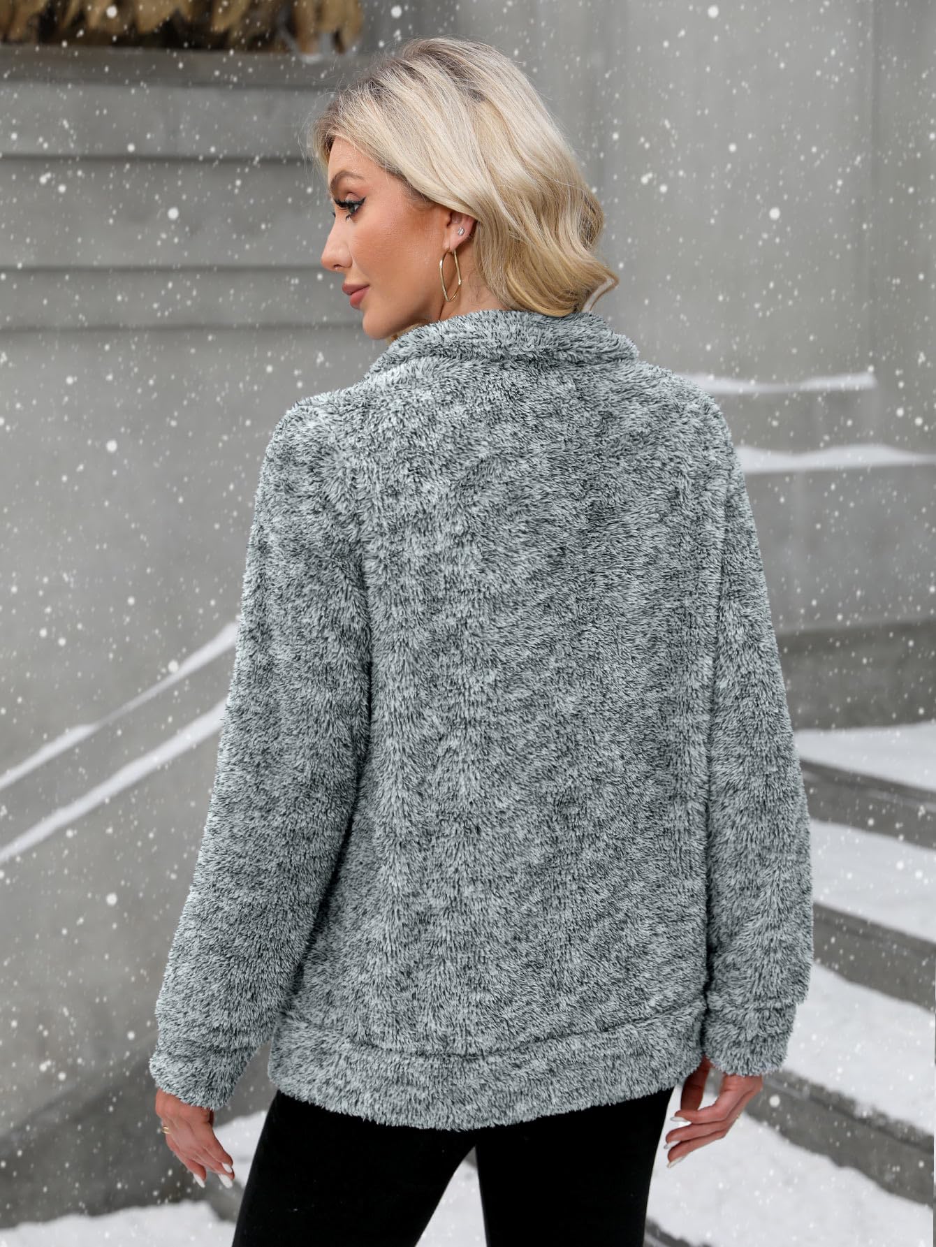 BesserBay Chaqueta de invierno para mujer, cuello alto, forro polar, con cremallera completa, tallas S-XXL