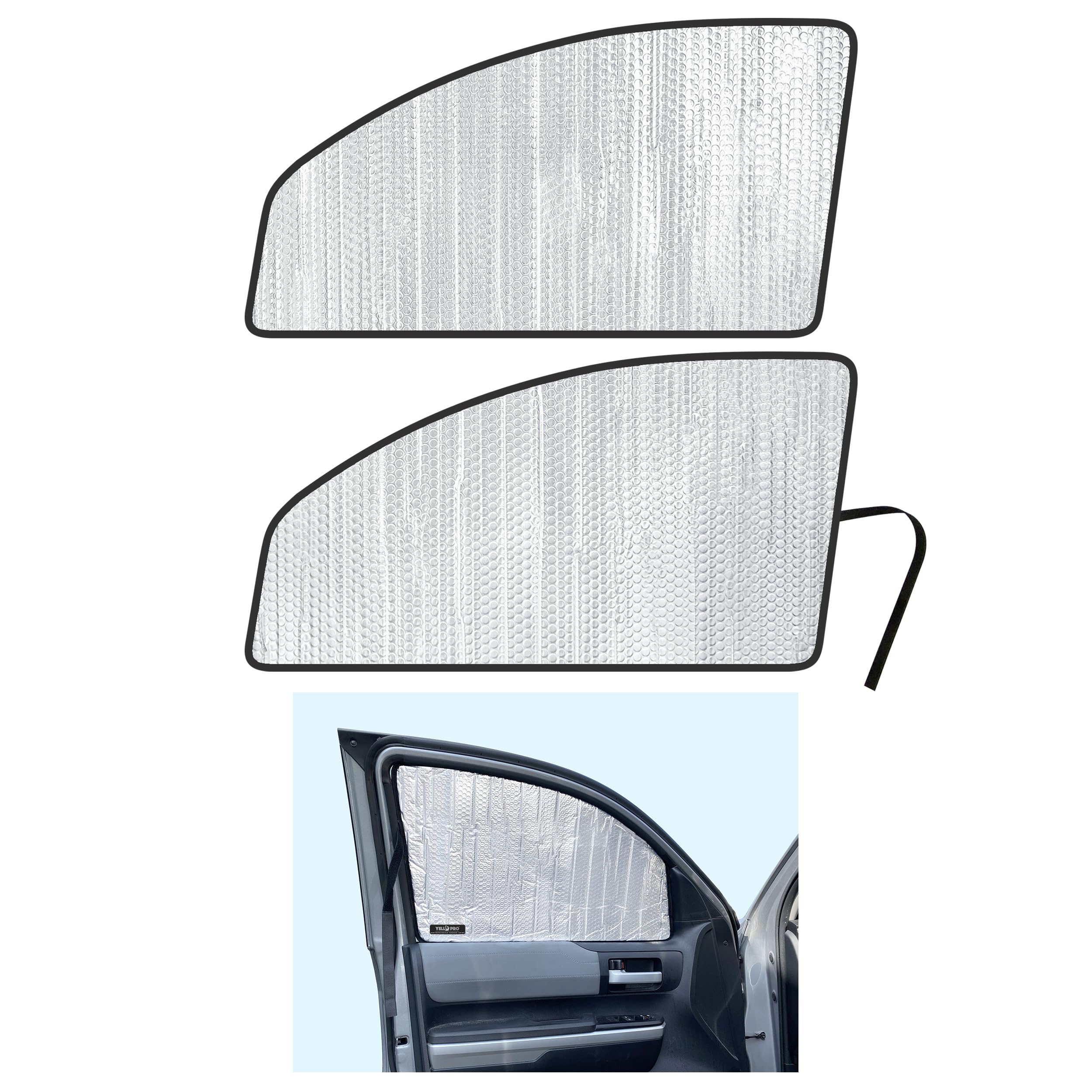 YelloPro Auto Side Window Front Seat Sunshade Custom Fit for 2007 2008 2009 2010 2011 2012 2013 2014 2015 2016 2017 2018 2019 2020 2021 Toyota Tundra - Crew Max Cab Double Cab 4Door 4Dr (2PCS)