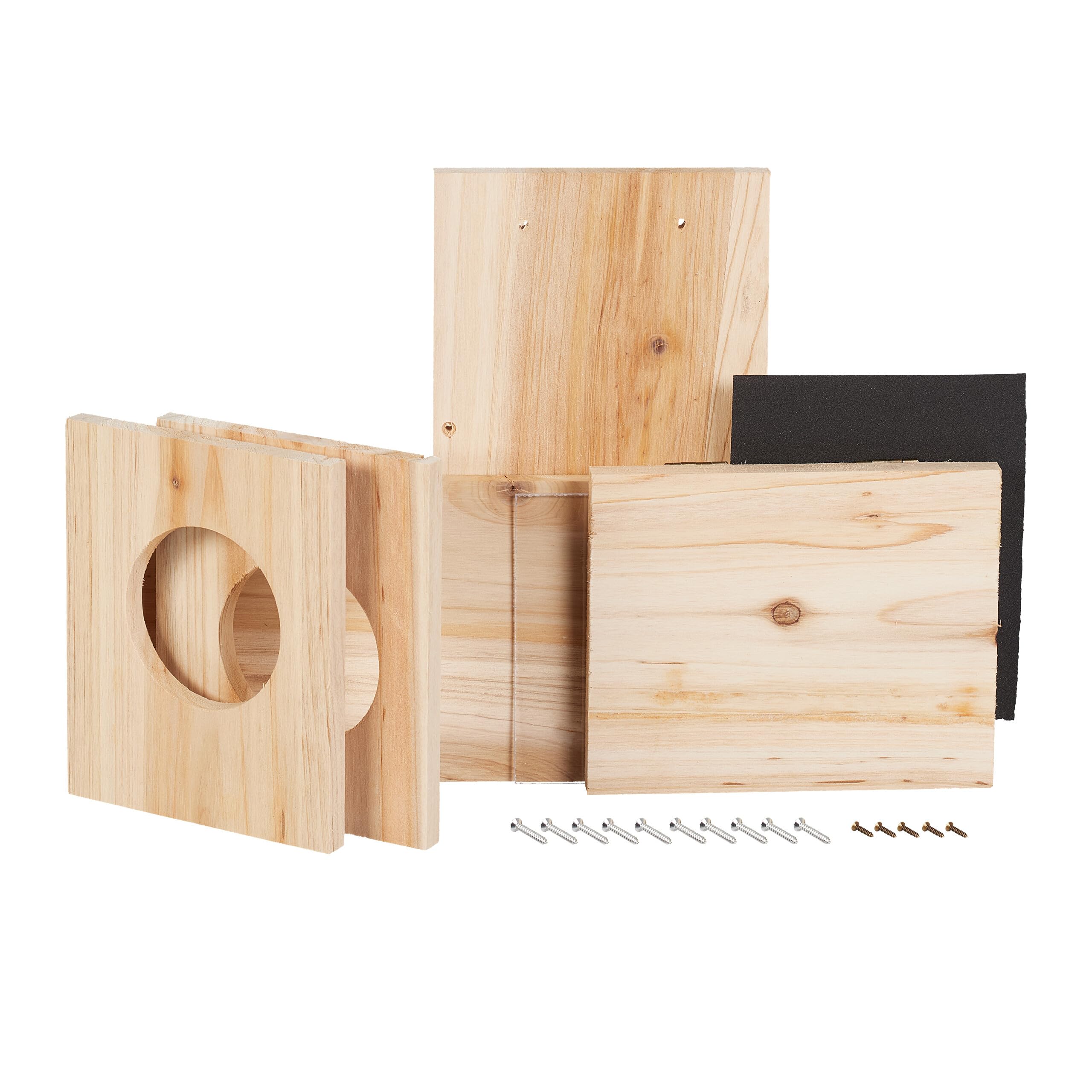 Relaxdays Kit de construcción alimentación Comedero para Ardillas DIY, Casa Alimentadora para Montar, Madera, 2 Entradas y Plataforma, Colgante, Natural, 24 x 35 x 13 cm
