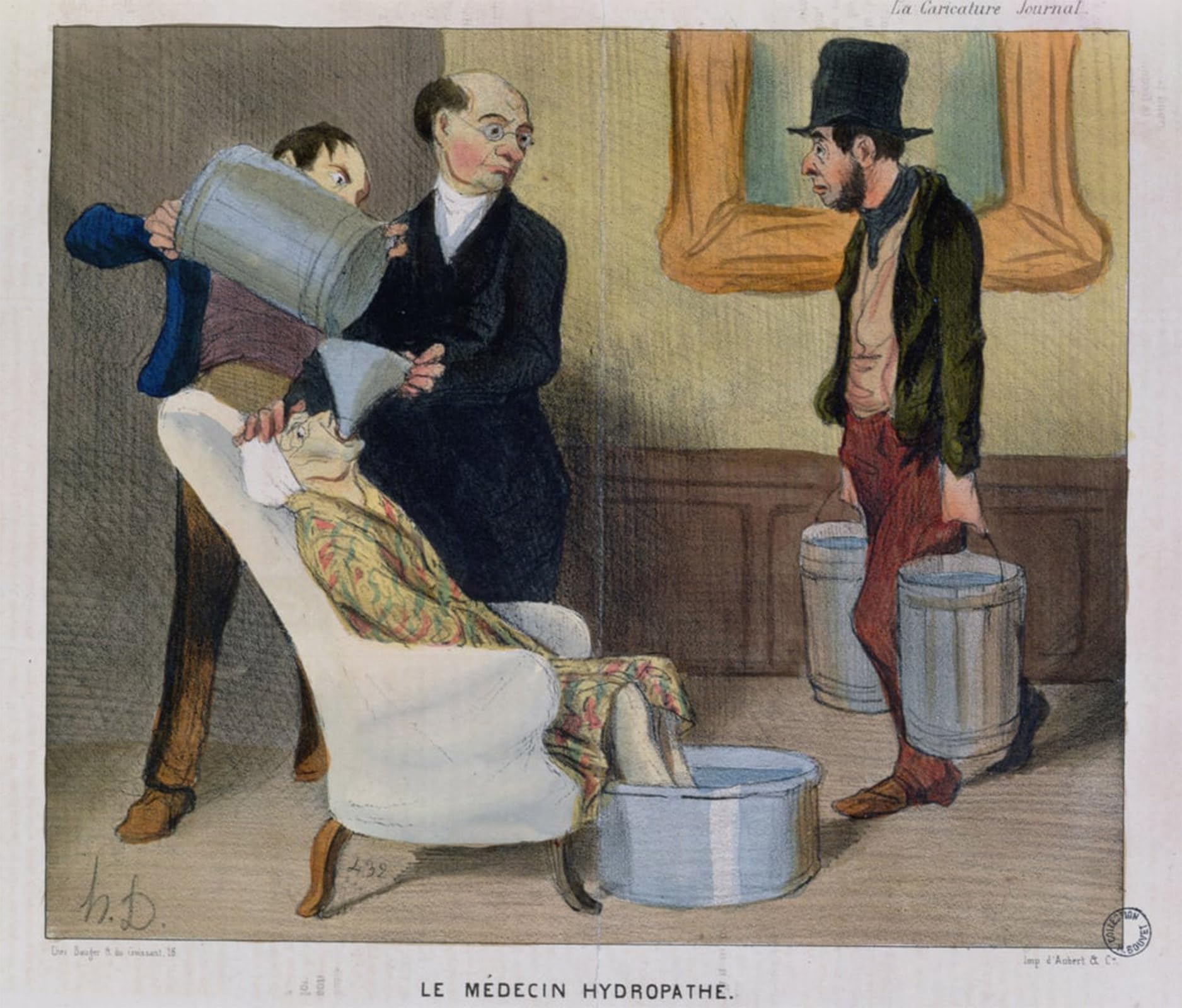 SERENDIPITP Retro Picture Poster Wall Art Pictures Painting the Hydropathic Doctor by Honoré Daumier Wall Art Canvas Print for Wall Decor 60x90cm