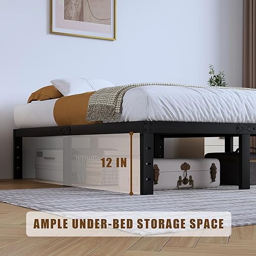 Miniatura 5 de Full Metal Bed Frame - 14 Inch Tall Heavy Duty Bedframe Black Basic Steel Slats Platform No Box Spring Needed/Easy Assembly/Noise Free