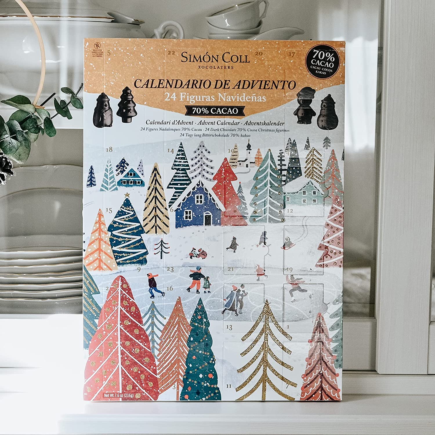 Simón Coll Calendario de Adviento Chocolate Negro 70% Cacao Figuras 3D 216gr 24 Chocolatinas