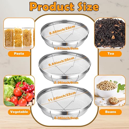 Miniatura 2 de Sawysine Colador de malla fina para cocina, colador de malla de acero inoxidable para pasta, arroz y frutas, tamiz para colar, drenar, enjuagar o