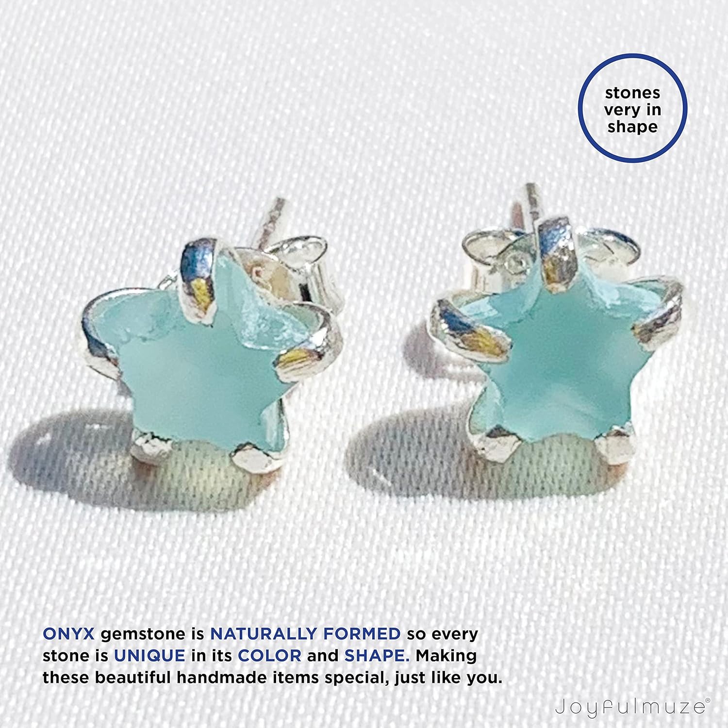 Natural Gemstone Star Stud Earrings for Women and Men – Lapis, Onyx, Moonstone, Labradorite, Black Tourmaline – Handmade Minimal 925 Sterling Silver Crystal Jewelry Gift