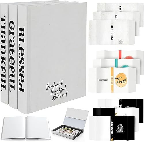 Unique America Juego de libros decorativos 3 libros decorativos con 9 fundas intercambiables, negro, 10x7.5x1.25 pulgadas