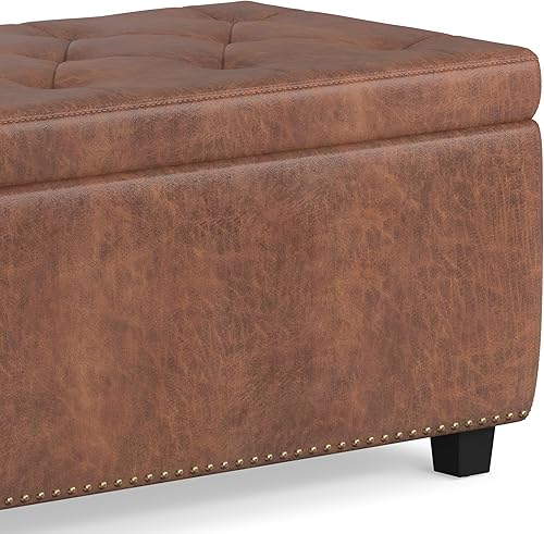 Miniatura 129 de Otomano rectangular de almacenamiento Simpli Home Hamilton, Marrón café Marrón café,Azul aguamarina,Cloud gris,Marrón desteñido,Marrón oscuro