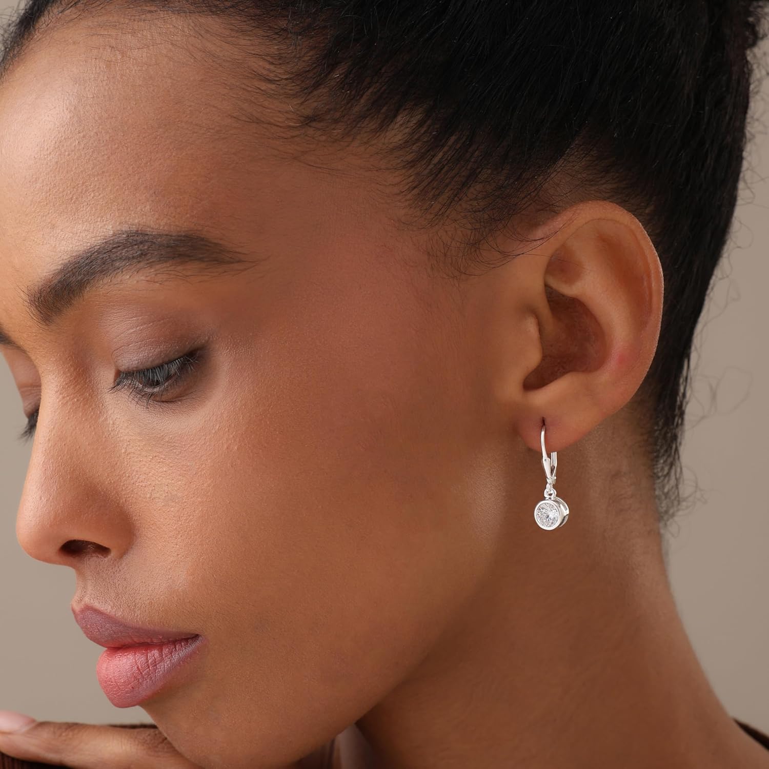 LeCalla 925 Sterling Silver CZ Dangle Earrings for Women | Rhodium-Plated Cubic Zirconia Leverback Drop Earrings | Teardrop, Round, Princess & Oval Cut Halo Bezel Set Earring Jewelry Gifts for Birthday Christmas