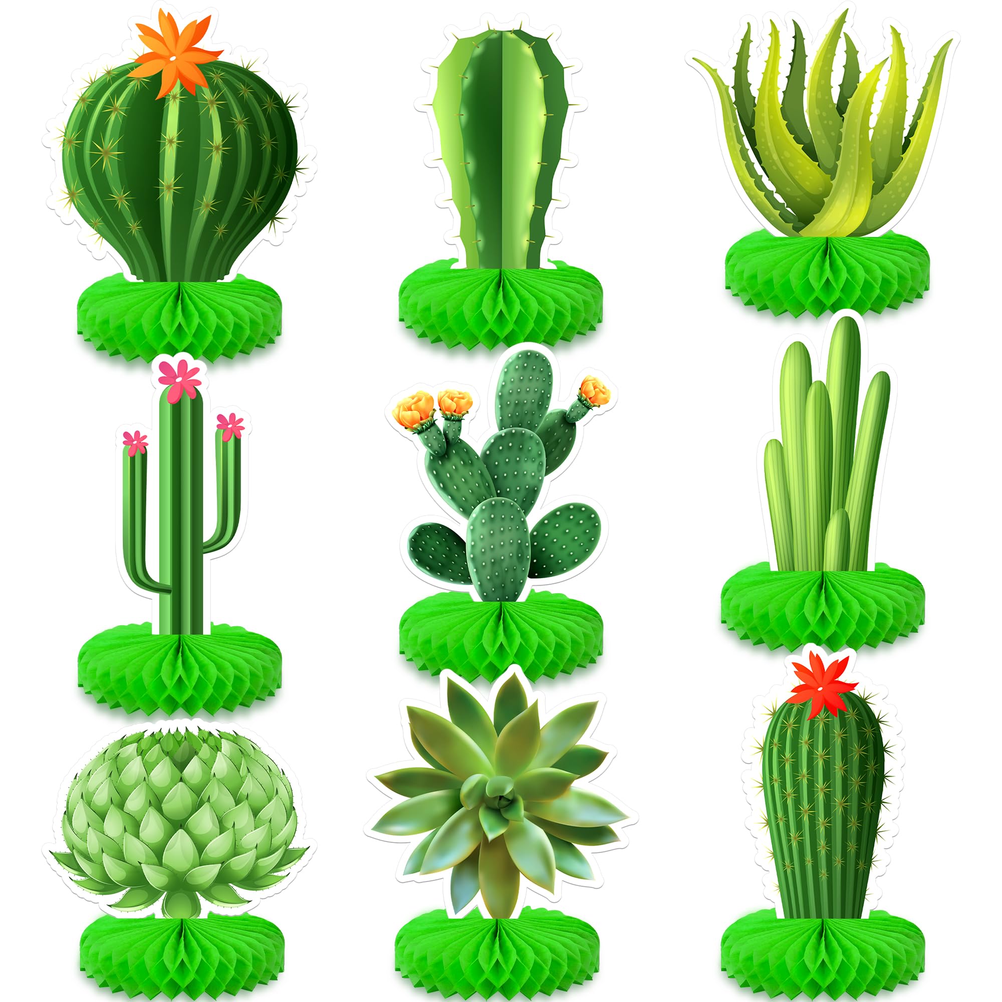 KatchOn, 9 Pcs Cactus Centerpieces for Tables - Cactus Decorations | Mexican Party Decorations | Cactus Party Decoration, Succulent Party Decorations | Taco Party Decorations, Fiesta Party Decorations