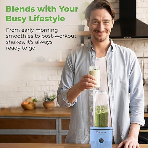 Miniatura 7 de Mix&Shake Blender, licuadora portátil de 20 onzas, motor de 600 W, pulso, funciones de encendidoapagado, cuchillas de acero inoxidable, batidos,