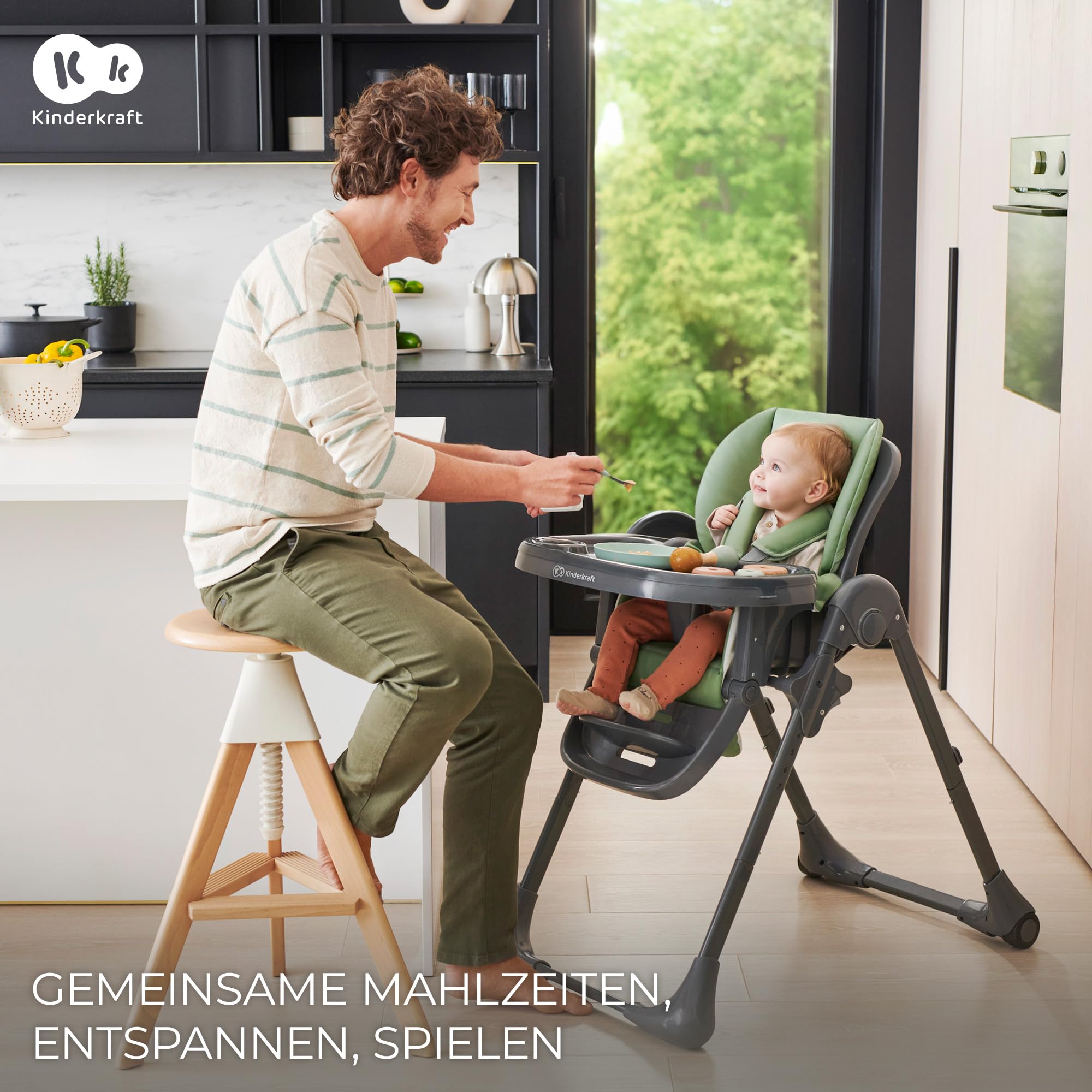 Kinderkraft TUMMIE Hochstuhl 2 in 1, Kinderhochstuhl, Babystuhl, Kombihochstuhl, Grau