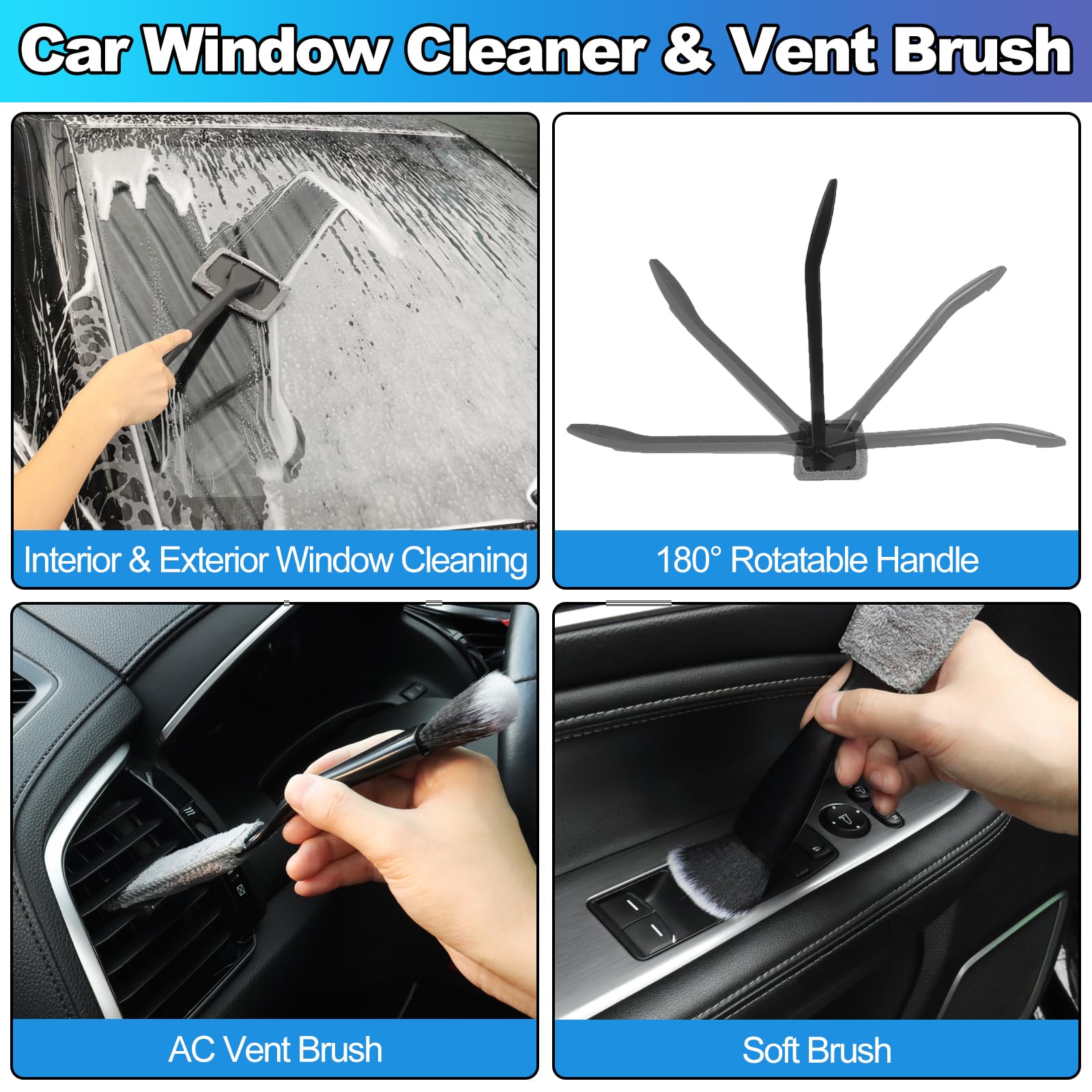 Kit di Pulizia per Auto, Kit di Pulizia per Auto con aspirapolvere 8000PA ad Alta aspirazione, Accessori per la Pulizia degli Interni dell'auto con spazzole per Dettagli, Strumento per la