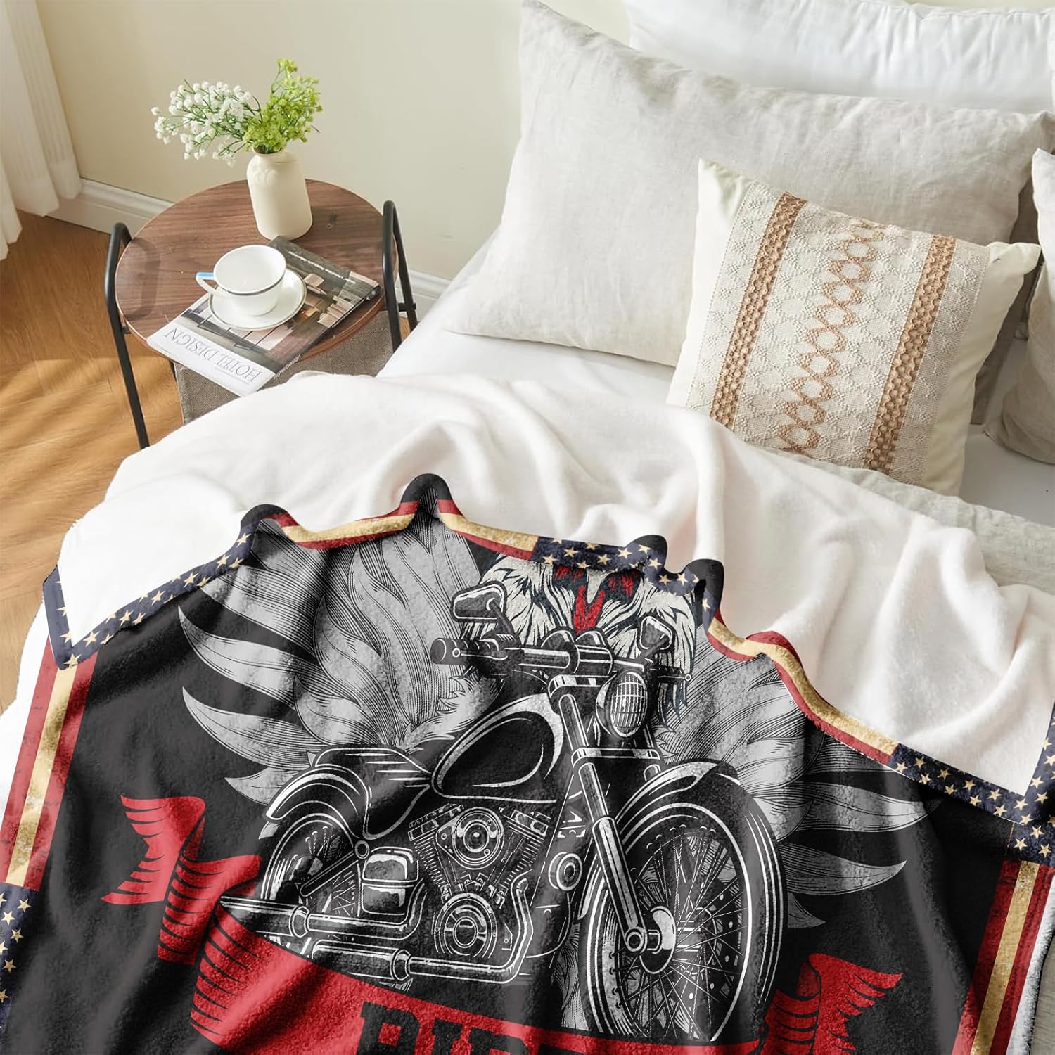 Motorcycle Throw Blanket Gift for Men & Women, Biker Man Cave Decor, Couch Bed Throw, 50'' x 60'', Birthday Christmas Father’s Day Independence Day Gifts for Motorcycle Lovers - Image 6