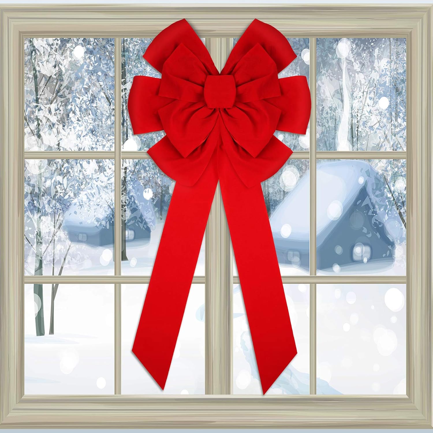 WILLBOND Christmas Red Velvet Bow 18 x 36 Inch Christmas Decorative