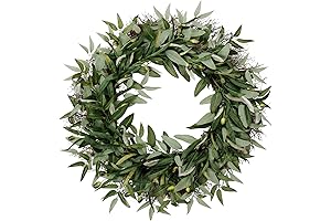 Bay Leaf and Olive Branch Greenery Wreath: 24 Inches of Greenery