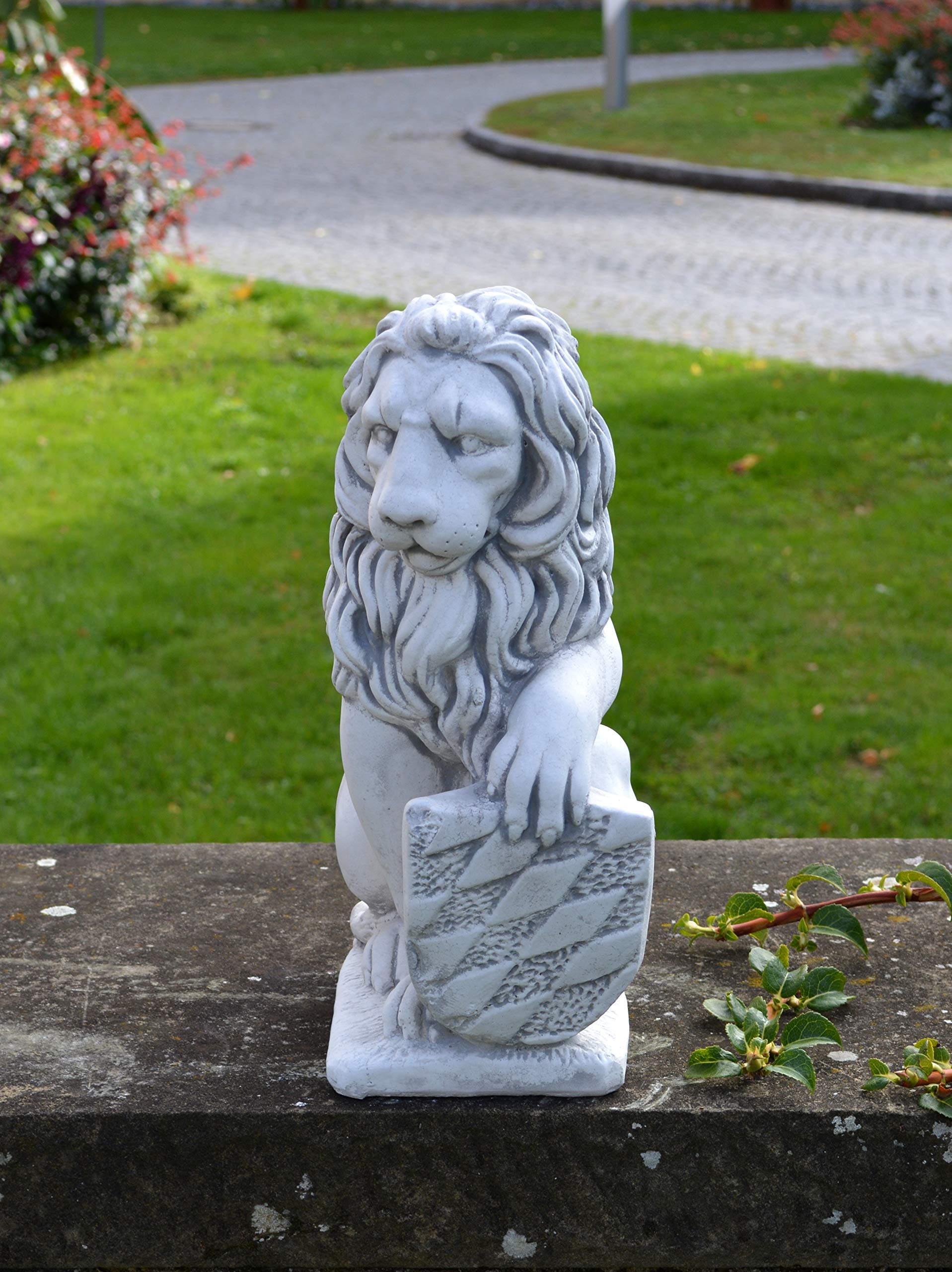 Nacome Statua da giardino a forma di leone guardiano solare: scultura decorativa per esterni, pietra arenaria naturale, ornamento da esterno, decorazione per cortile, veranda artistica – scelta di