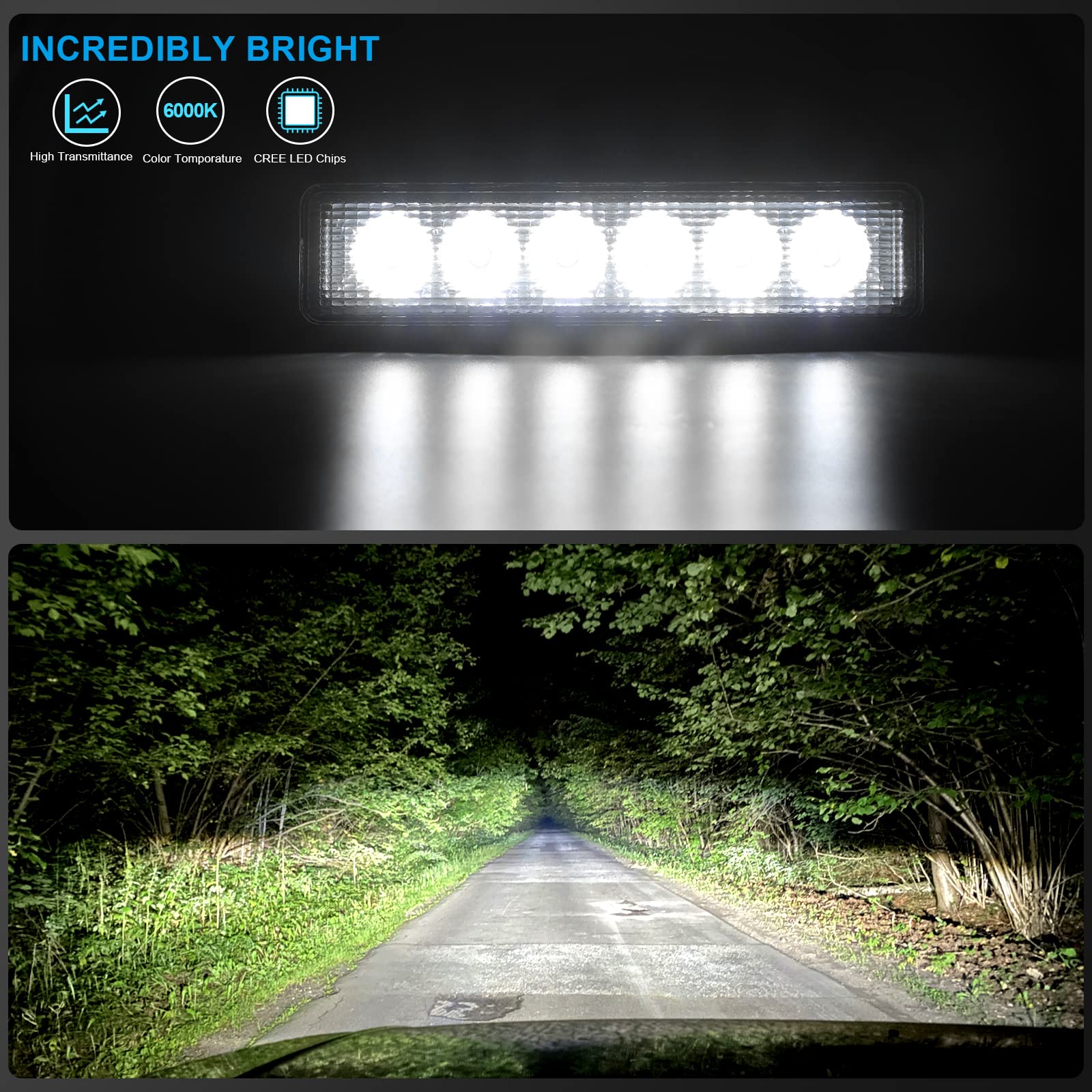 Fari LED Da Lavoro Kraumi 12V/24V 144W - 2 Pezzi | Fari Profondità 4'' Impermeabili Per Auto, Moto, ATV, Trattore - Foto 5