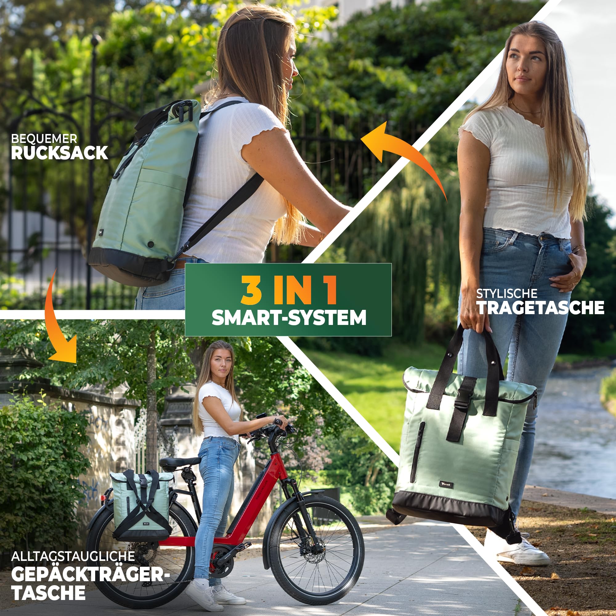 MIVELO Fahrradtasche für Gepäckträger - Fahrradrucksack Damen aus wasserabweisendem Material - Gepäckträgertasche hinten