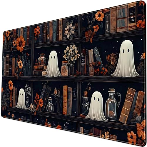 LuckyCow Cute Vintage Gothic Desk Mat Kawaii Dark Academia Desk Pad Medieval Large Flower XXL Mousepad Extended Laptop Computer Keyboard Mat with Stitched Edges Anti-Slip Funny Deskpad 31.5x15.8 in - Bookcase