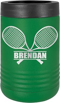 Personalized TENNIS Coaches 12 oz. Can Holder, Tennis Players, Team Captain Beverage Holder Gift - Laser Engraved Polar Camel Suregrip Stainless Steel 12 oz. Can Holder, 13 Colors Green