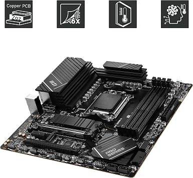 MSI PRO B650M-A WiFi V1 Motherboard, Micro-ATX - Supports AMD Ryzen 9000/8000 / 7000 Series Processors, AM5 - DDR5 Memory Boost 6000+MHz/OC, 2 x PCIe 4.0 x16, 2 x M.2 Gen4, 2.5G LAN