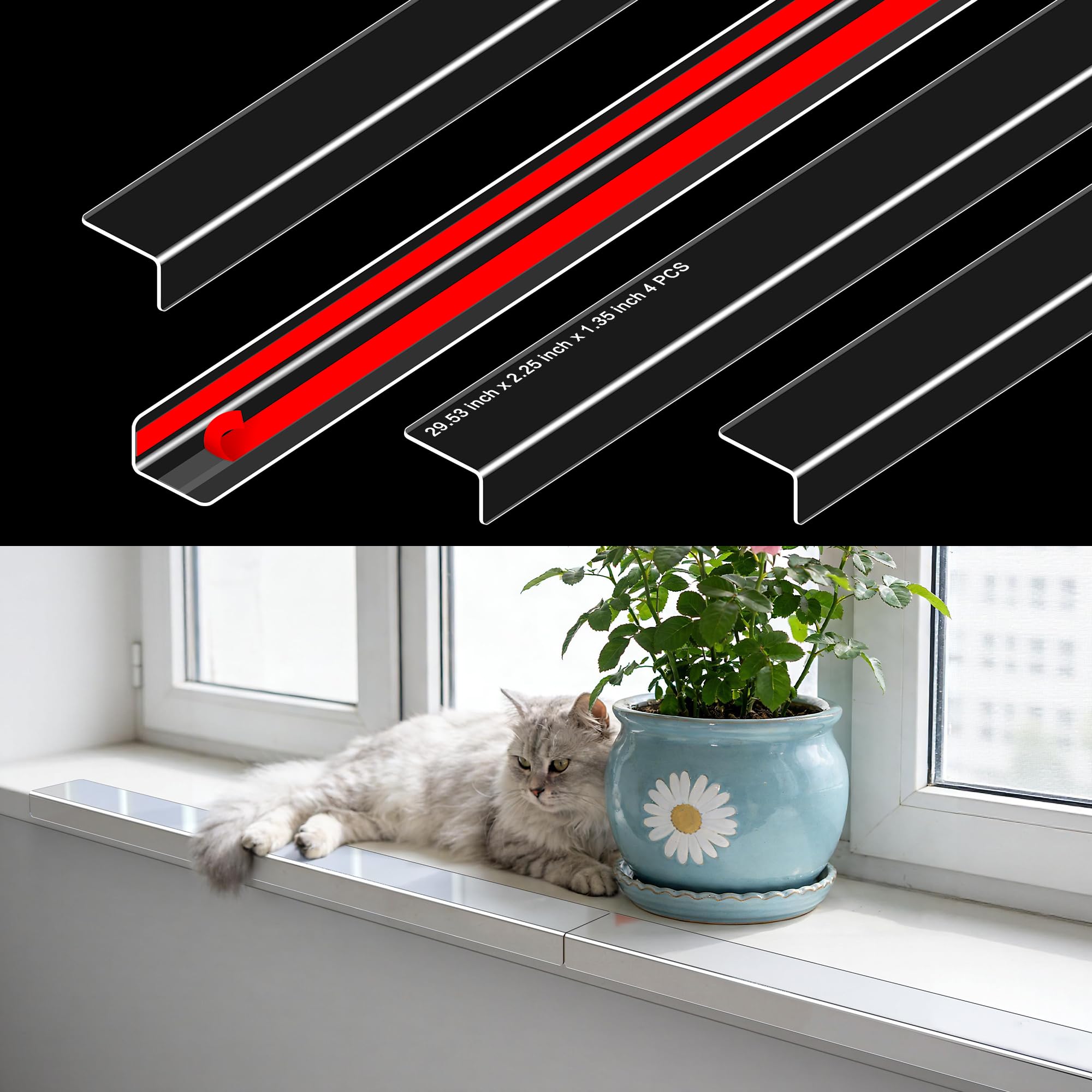 Protection de rebord de fenêtre pour chat et chien - Film transparent anti-rayures